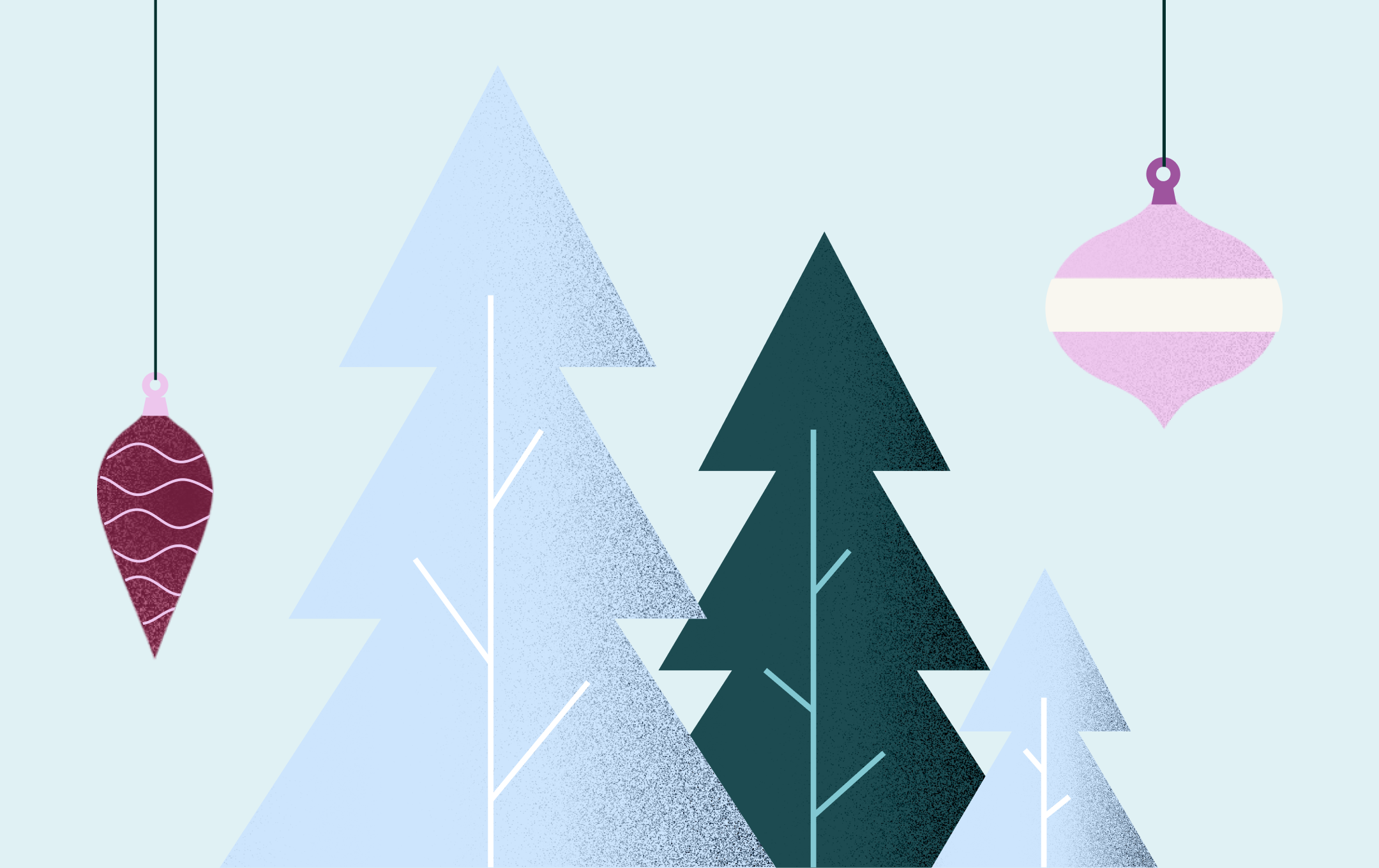 Holiday tress and ornaments graphic