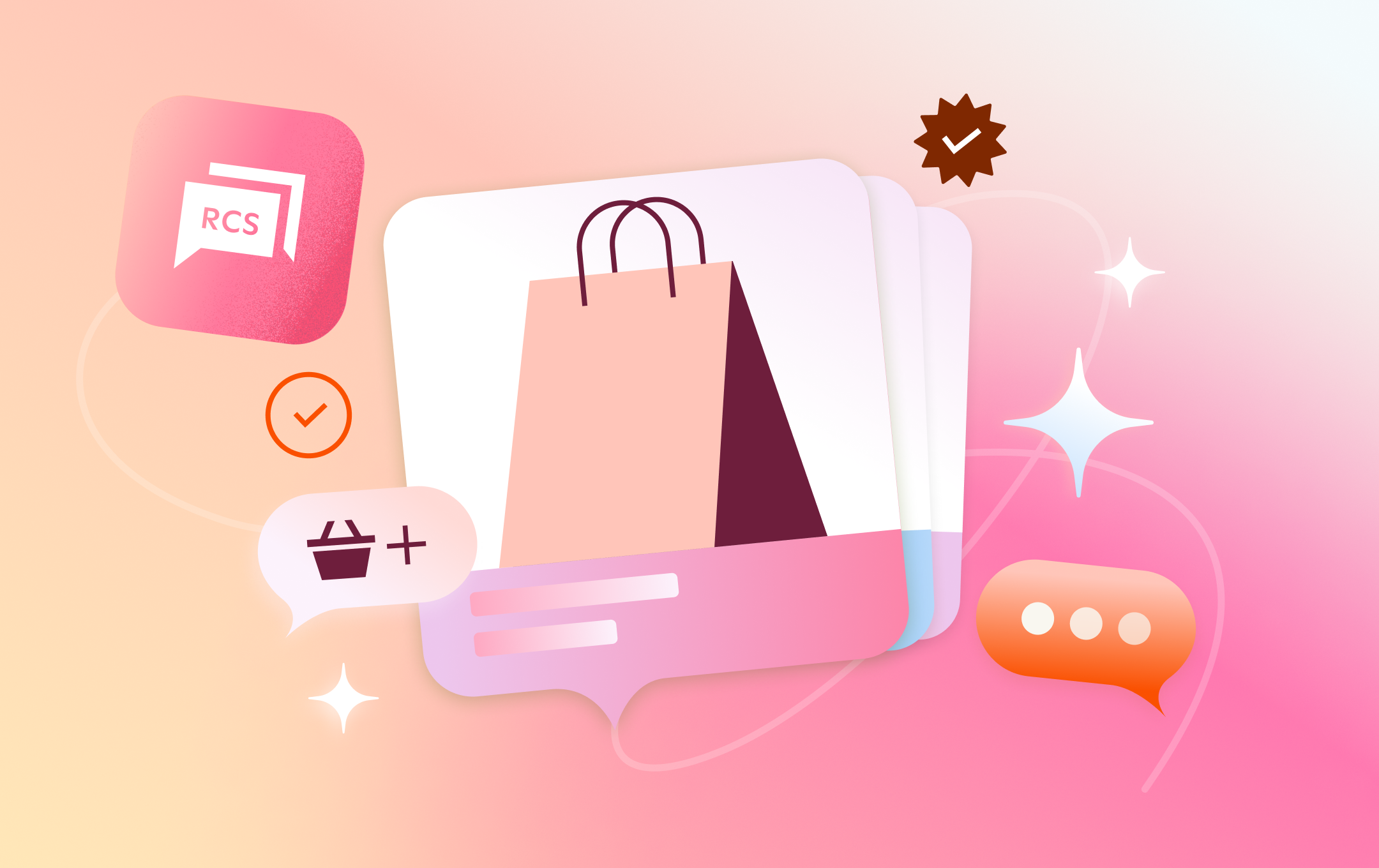 shopping bags and text bubbles