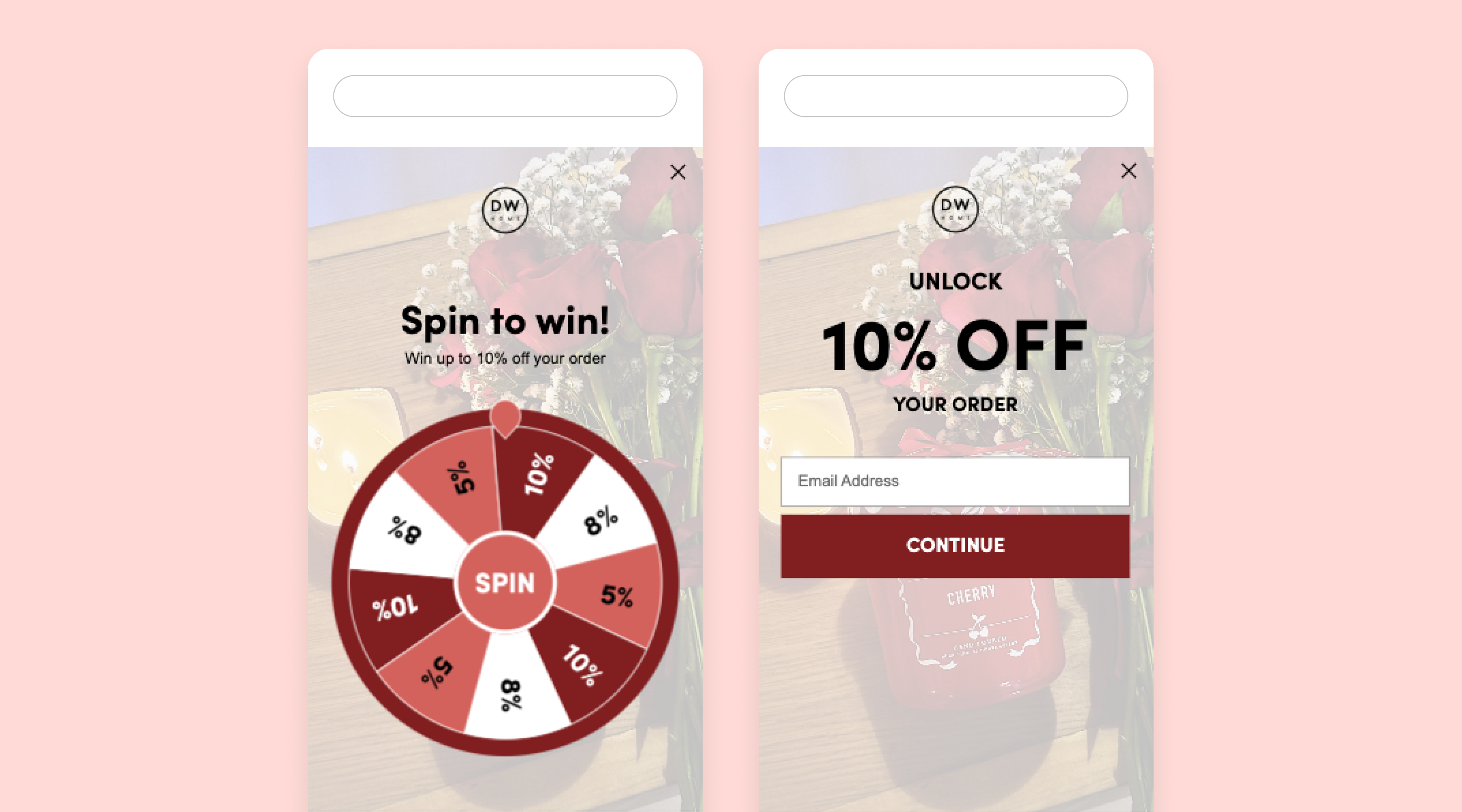 A spin-to-win sign-up unit from DW Home