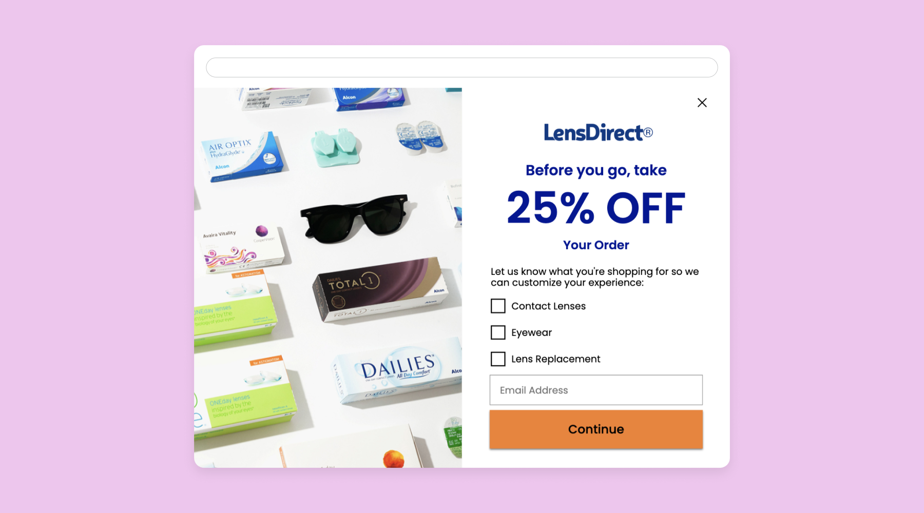 example sign-up unit for email and SMS