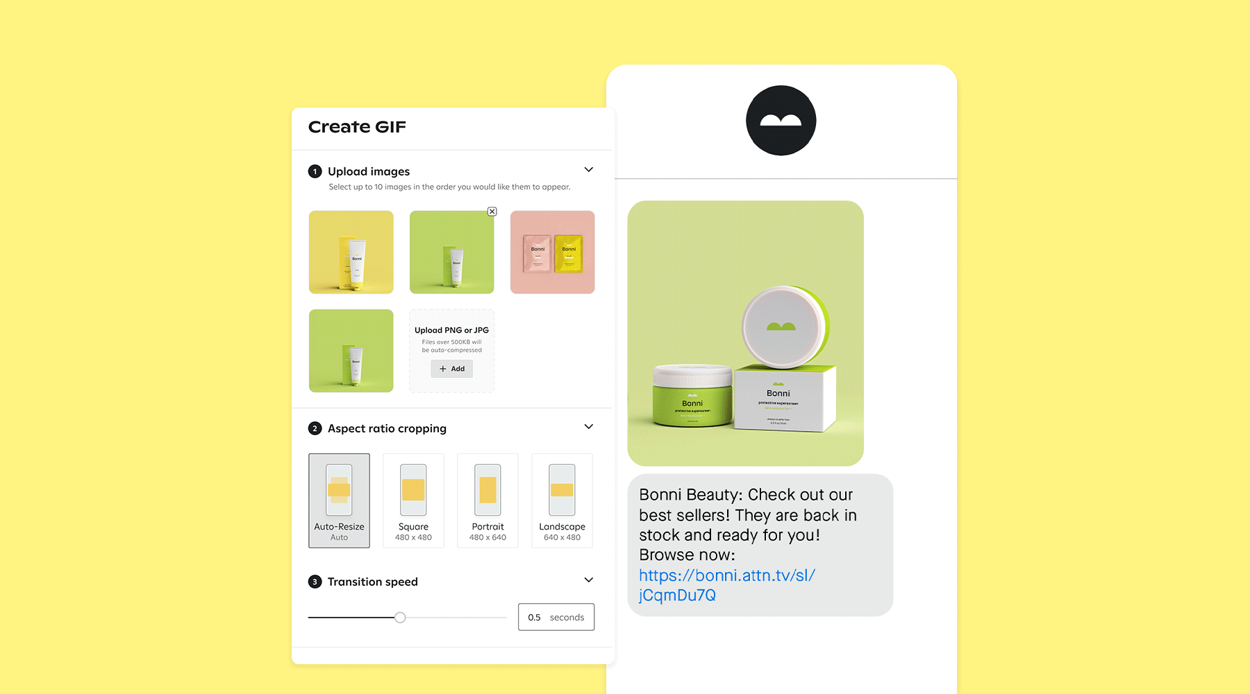 Create engaging product GIFs in seconds