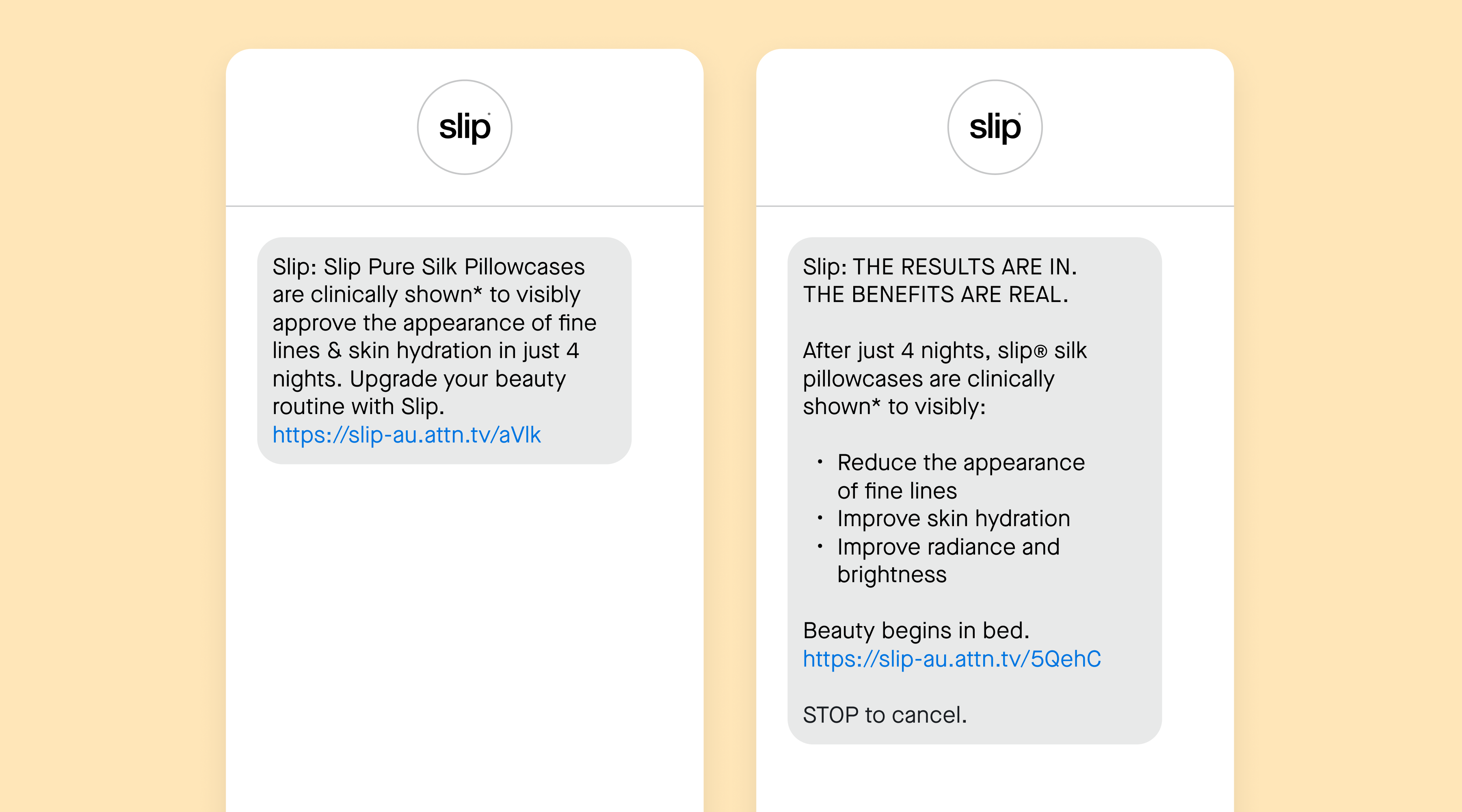 Marketing SMS message from Slip