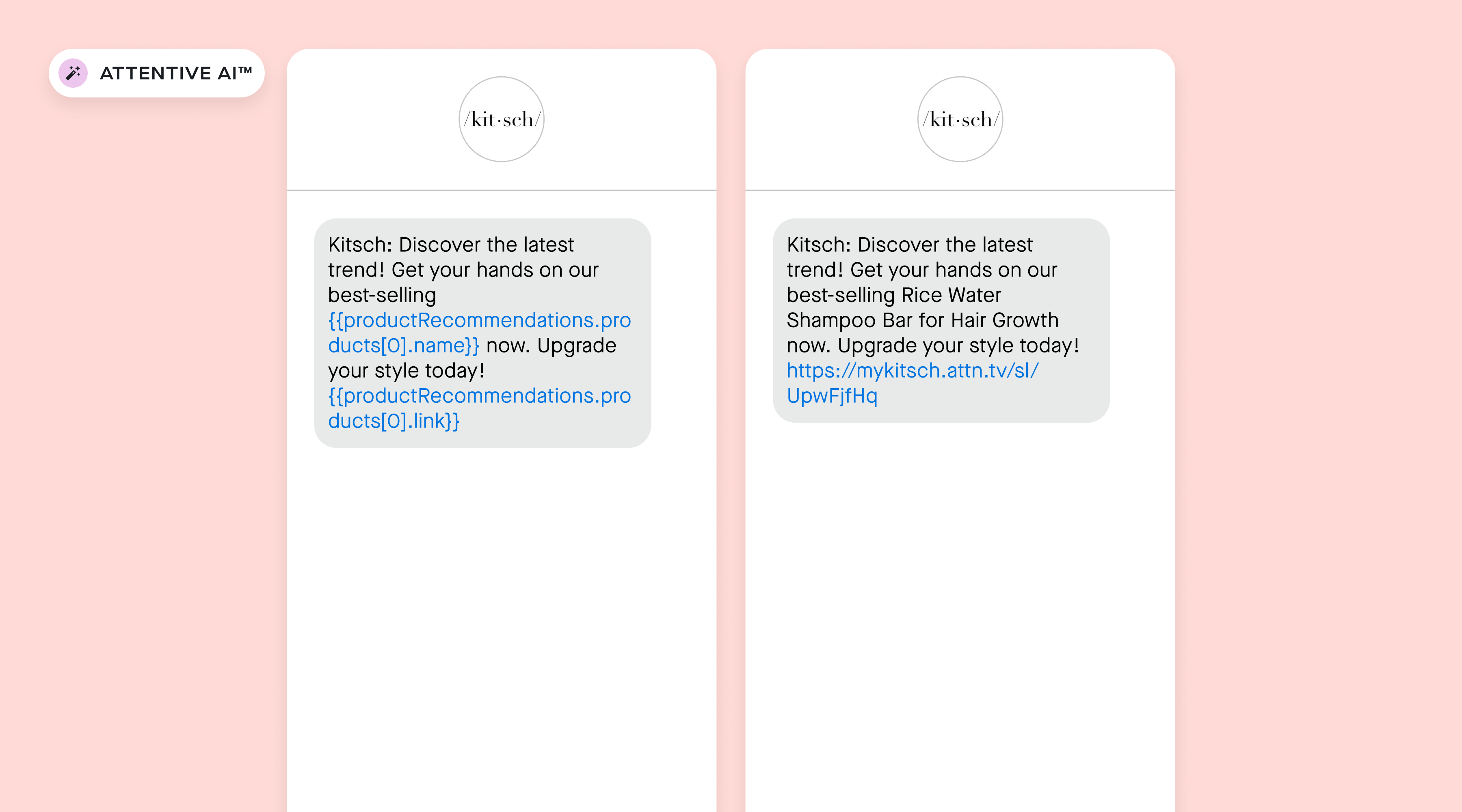 example of a personalized SMS campaign powered by Attentive AI™