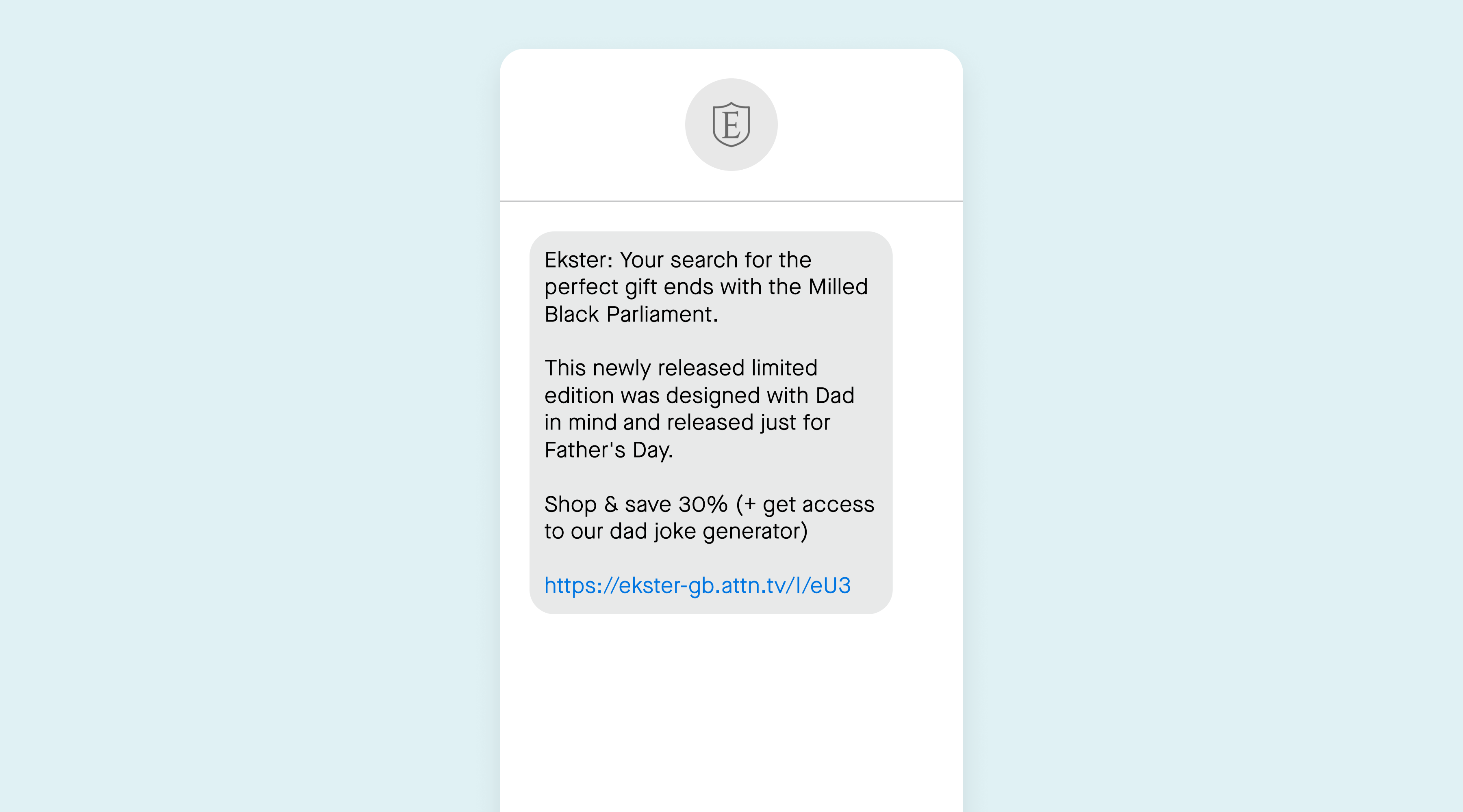 Father's Day SMS campaign from Ekster
