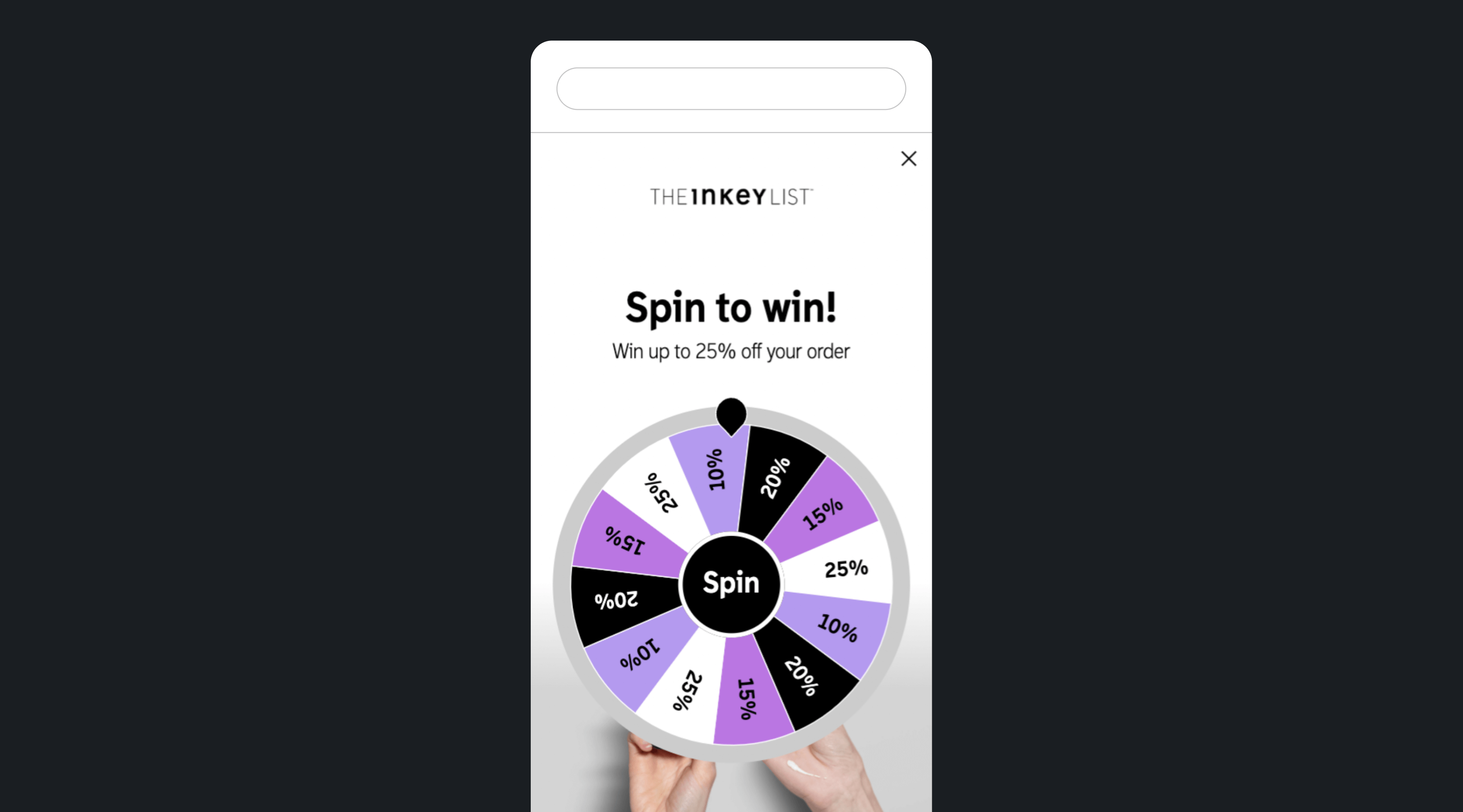 Example gamification spin-to-win sign-up unit