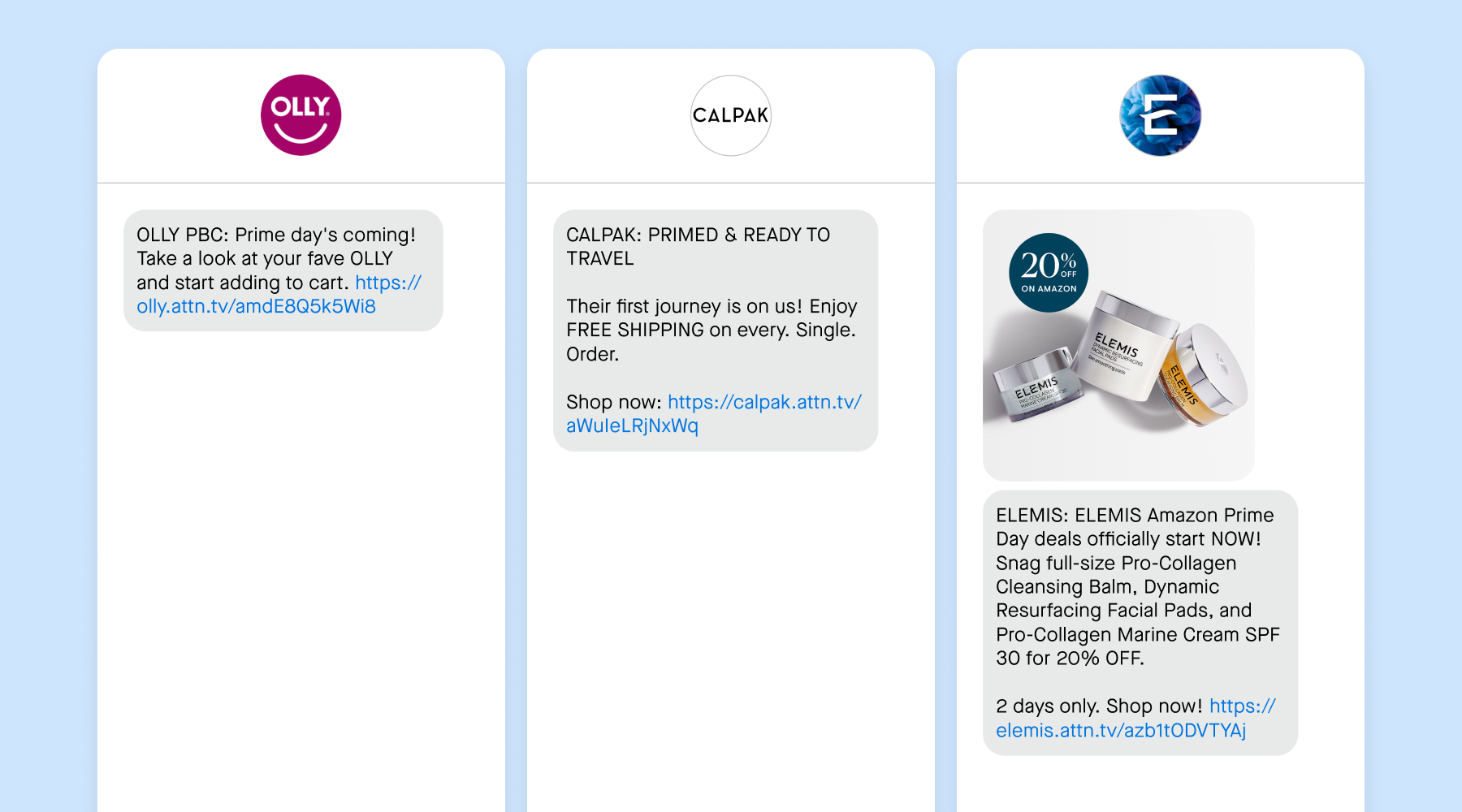 SMS marketing messages for Amazon Prime Days