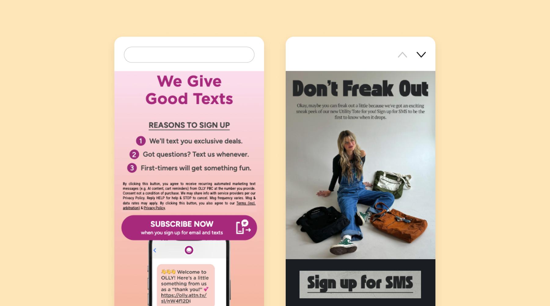 Examples of cross-promotion for email and SMS marketing