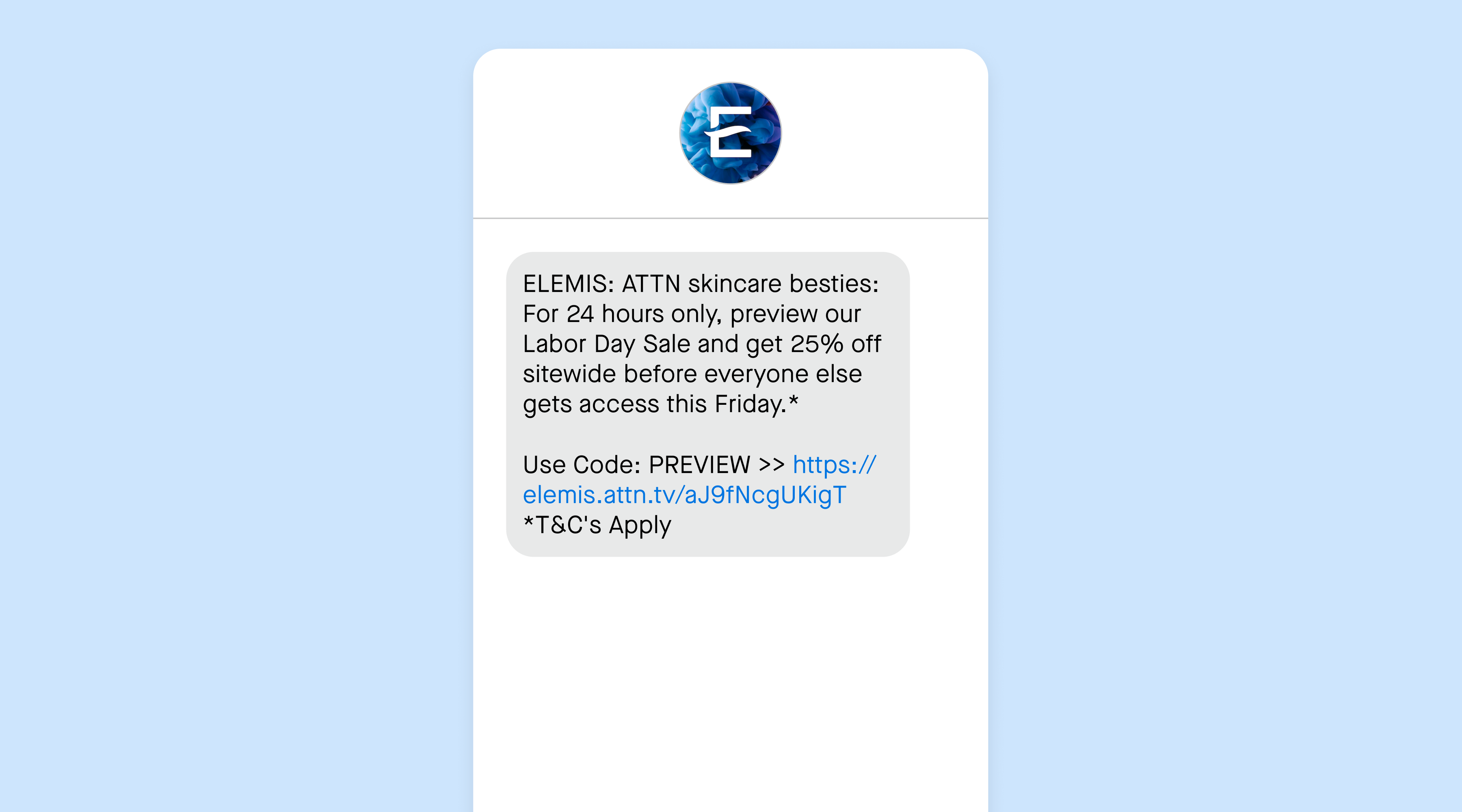 An SMS marketing campaign from ELEMIS