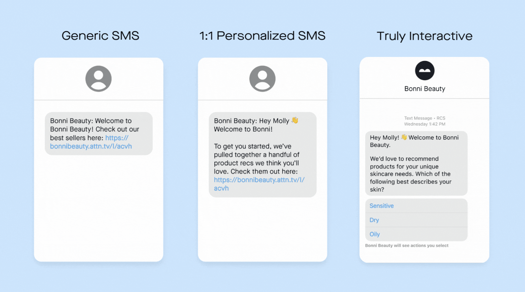 An image showing the difference between SMS and RCS messages