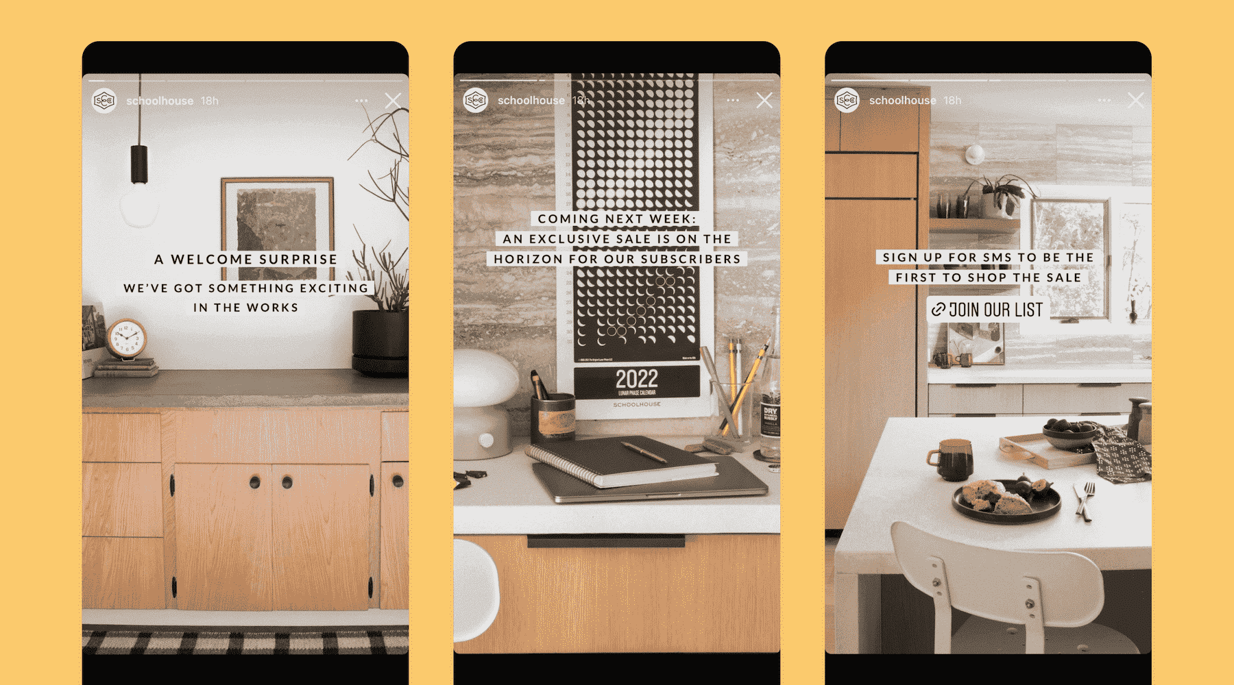 schoolhouse instagram story signup