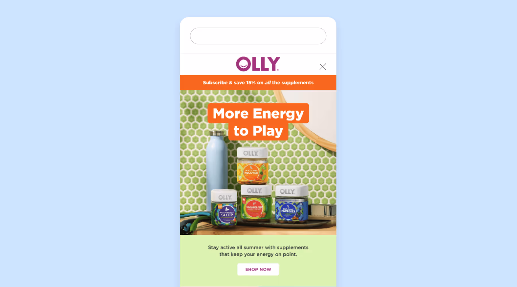 An email marketing campaign from OLLY