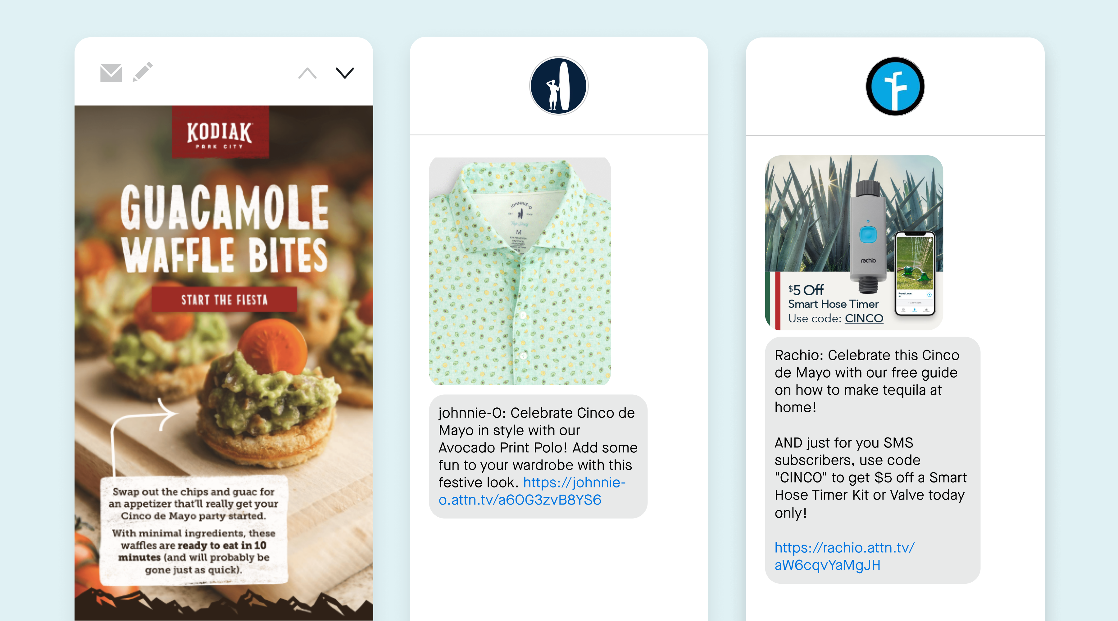 Examples of SMS and emails for Cinco de Mayo