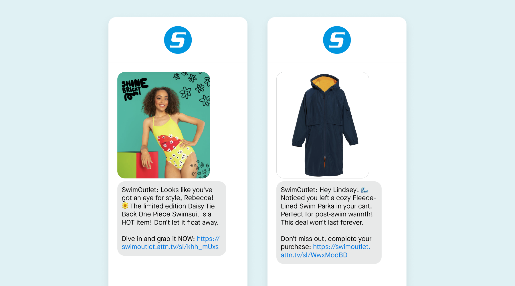 AI-powered SMS messages from SwimOutlet