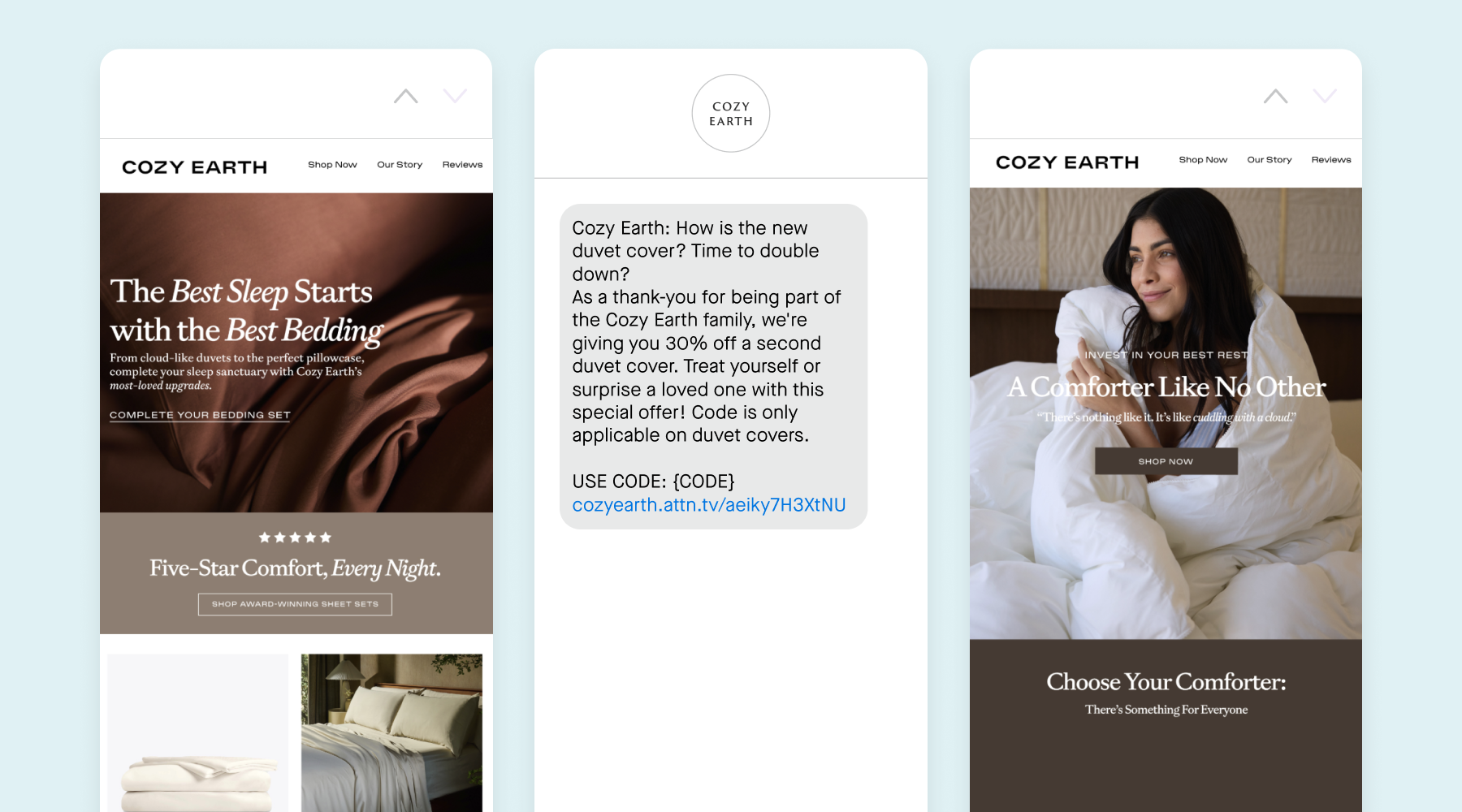 A post-purchase journey from Cozy Earth