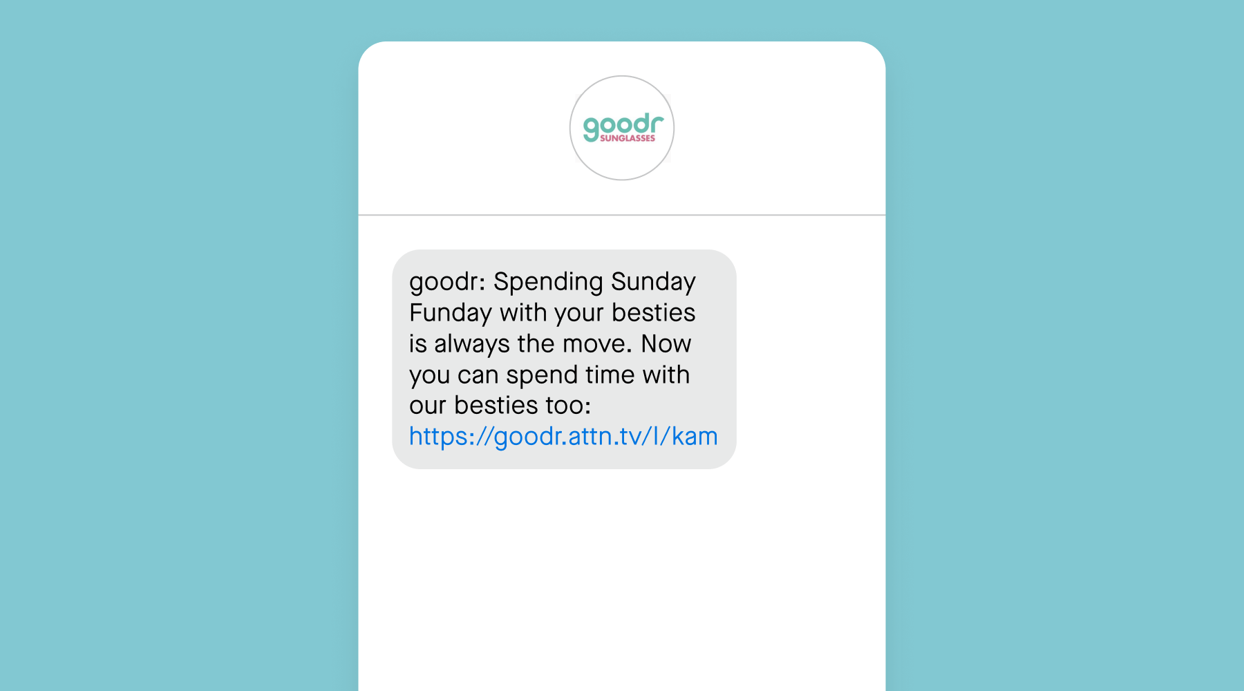 goodr sunglasses campaign text message example