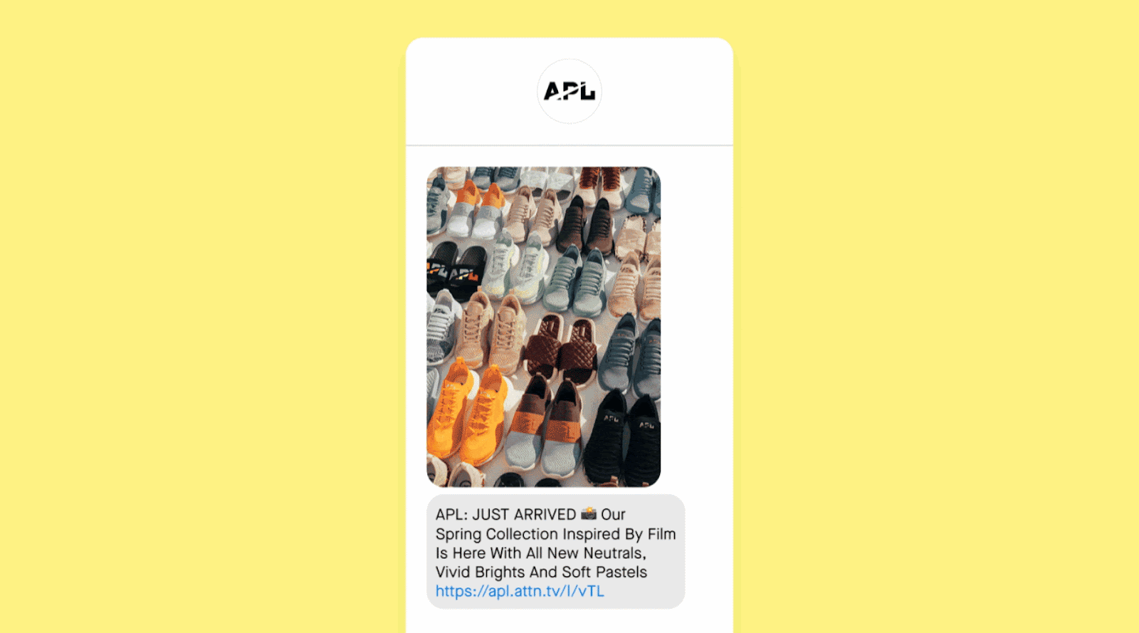 Non-promotional content SMS example from APL