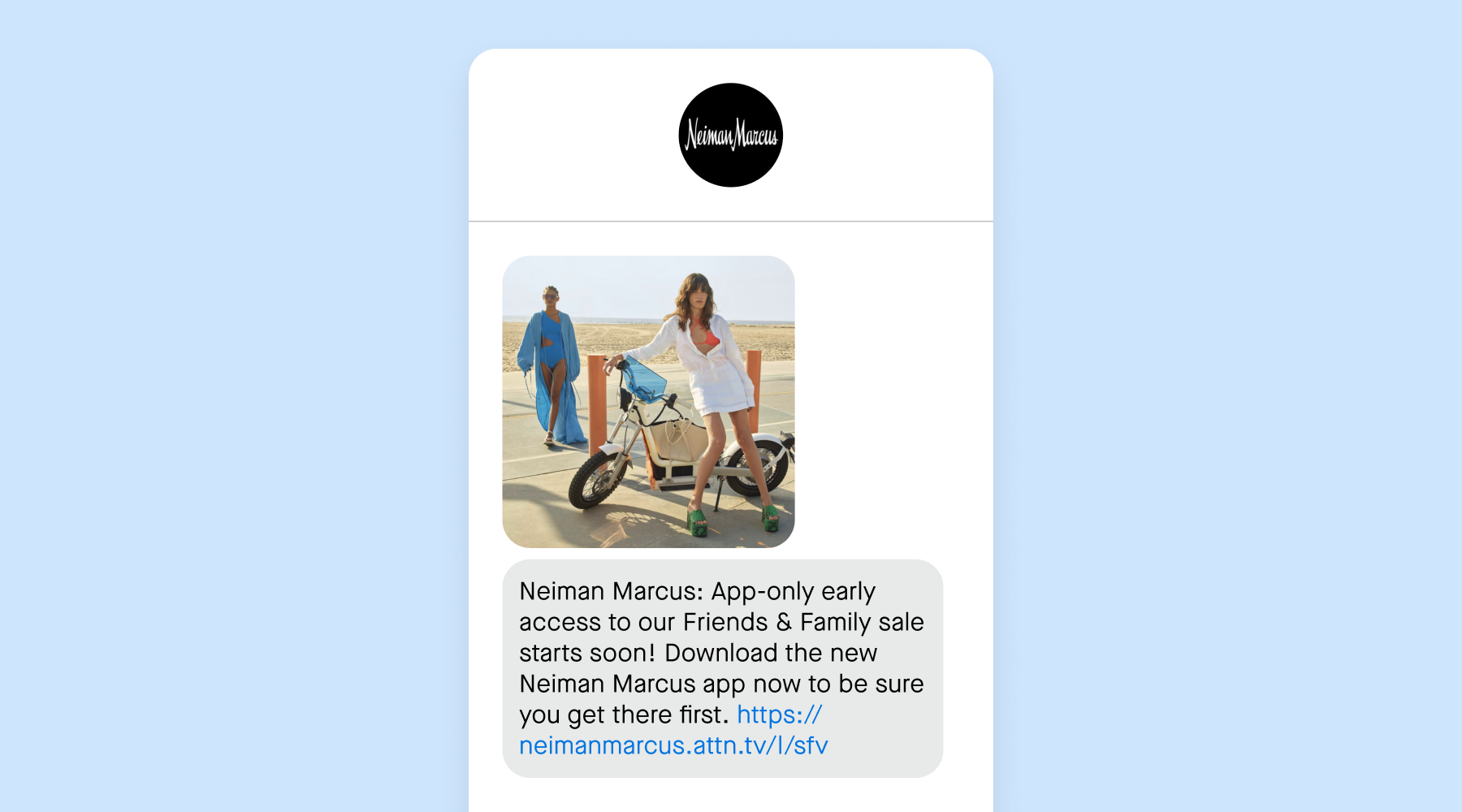 SMS campaign example from Neiman Marcus
