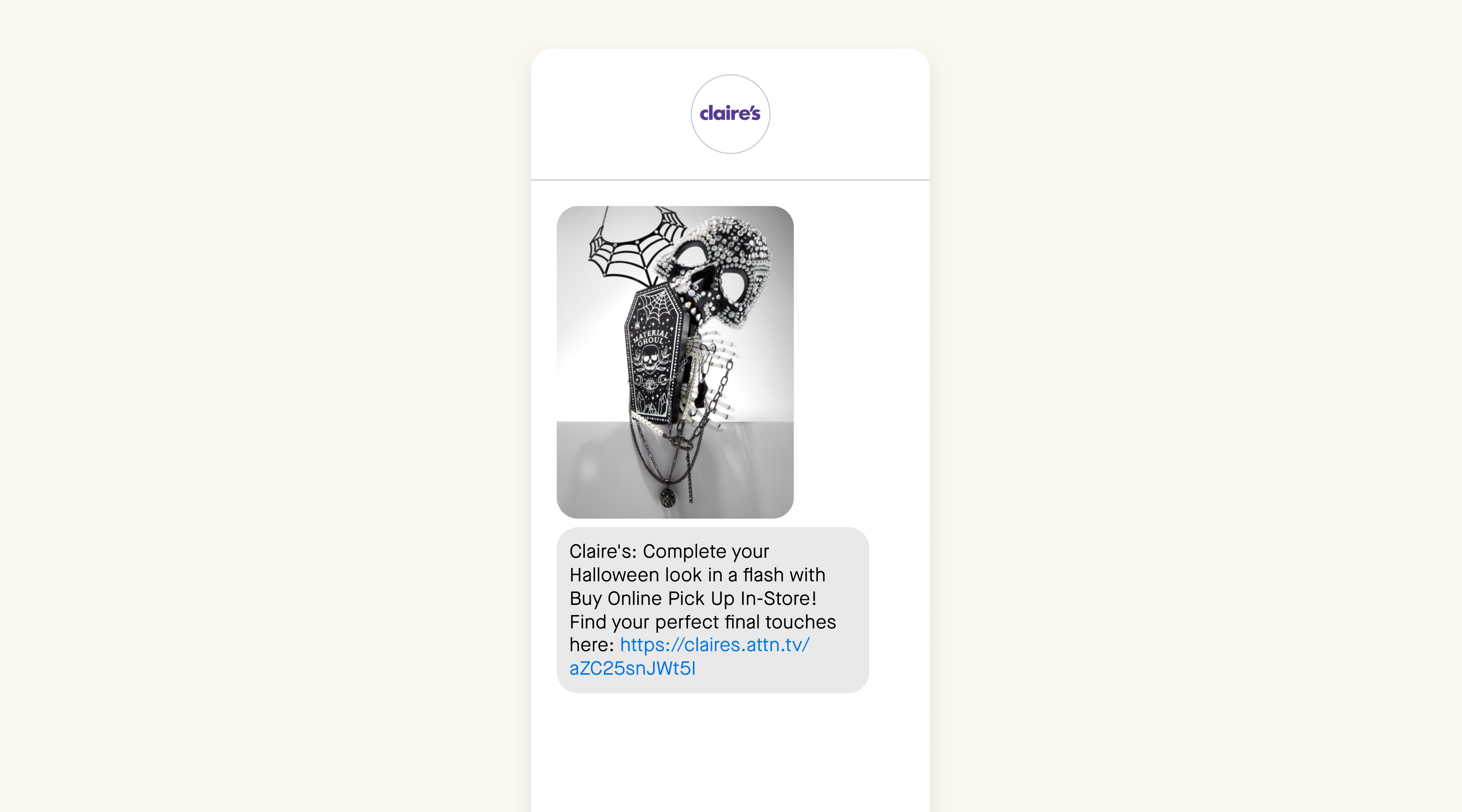 Claire's reminds customers via text to complete Halloween looks with BOPIS