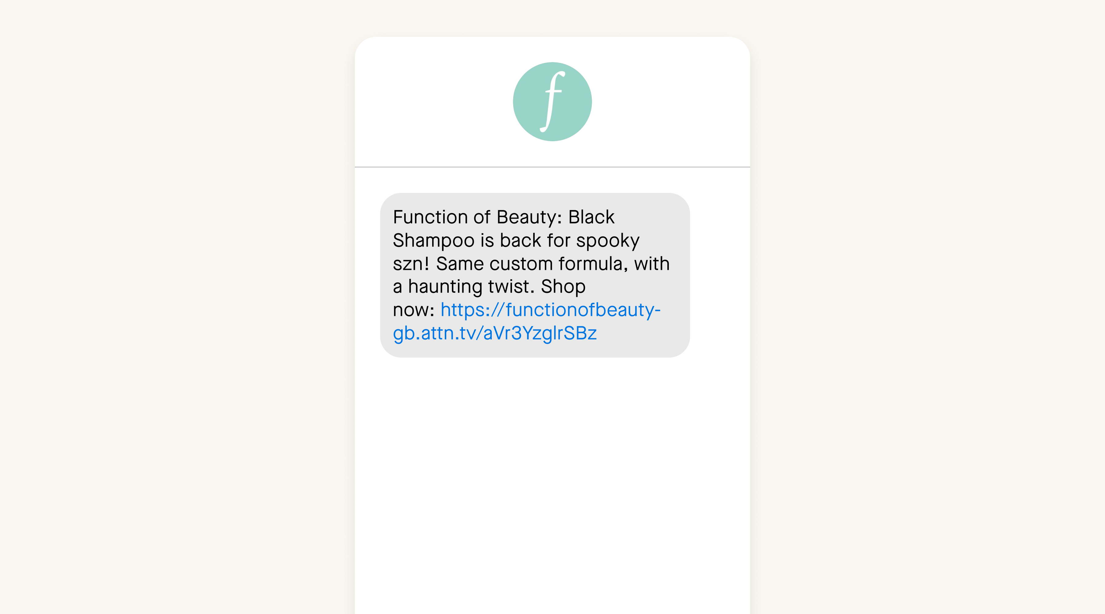 Function of Beauty announces a limited-edition item for Halloween via SMS