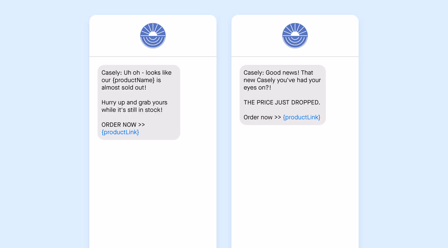 SMS price drop journey examples