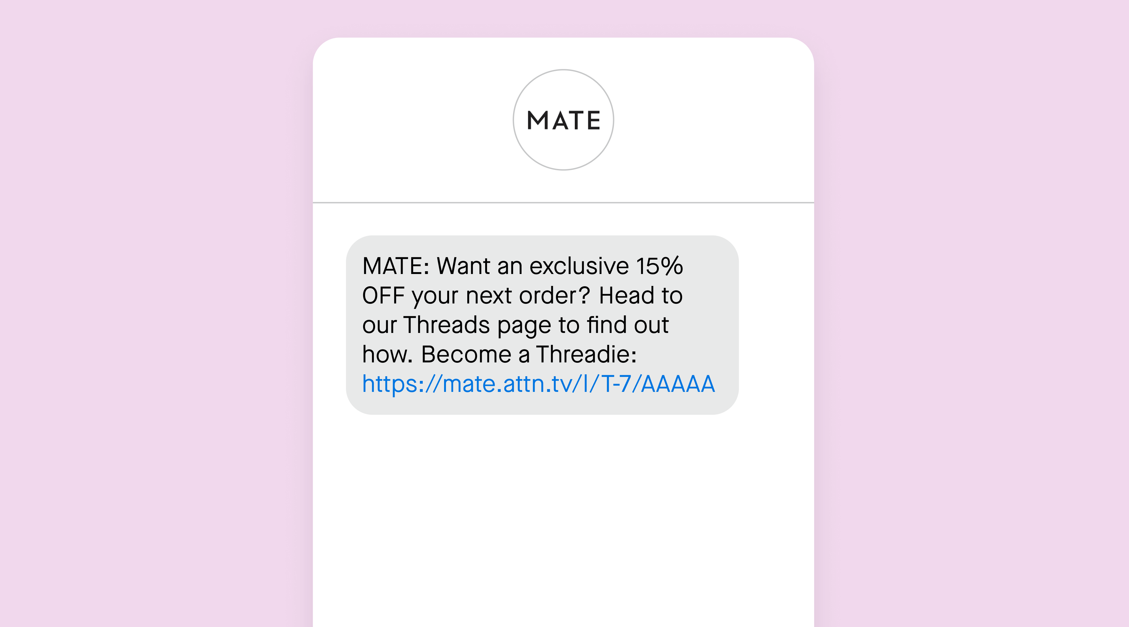 MATE the Label promoted Threads using SMS