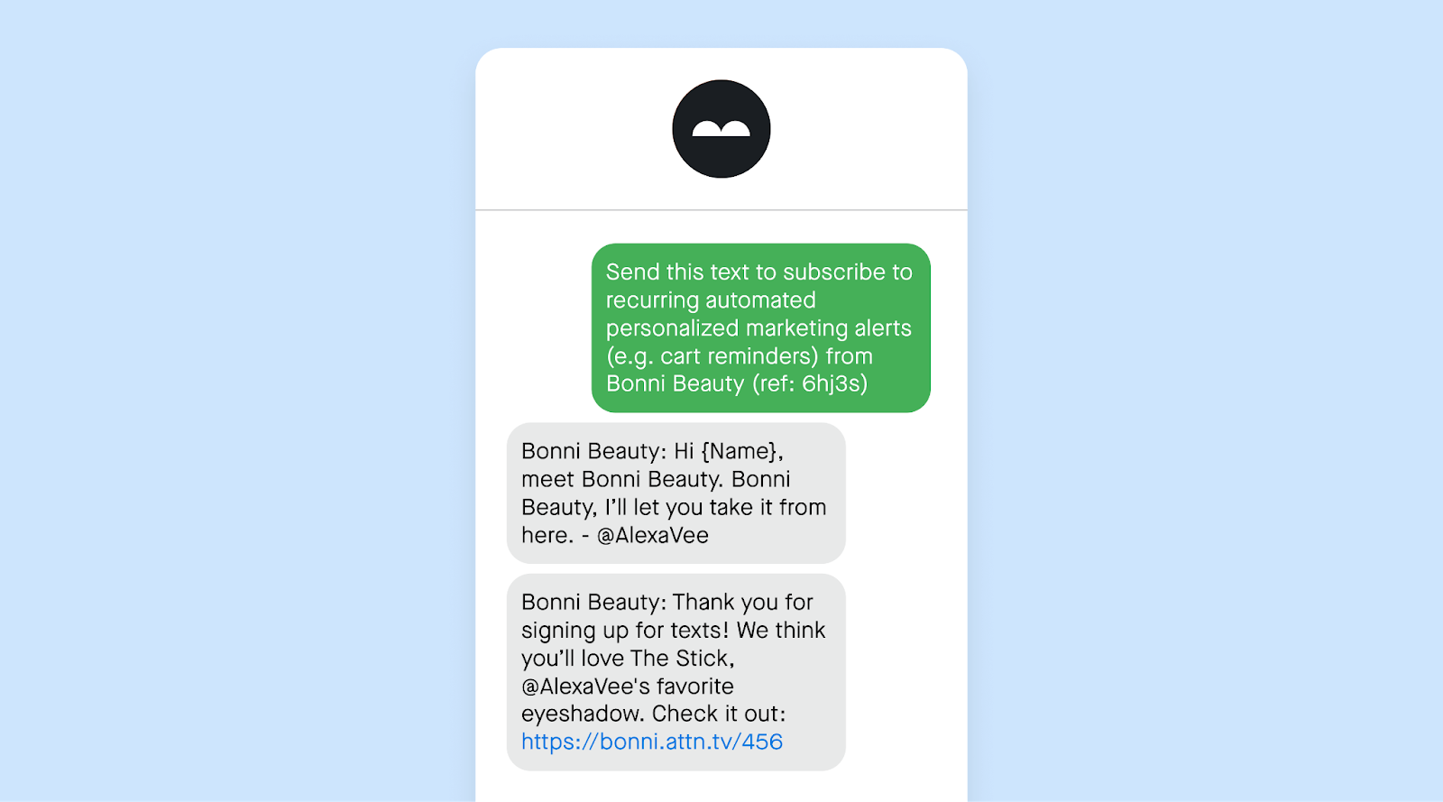 example of influencer takeover on text message marketing
