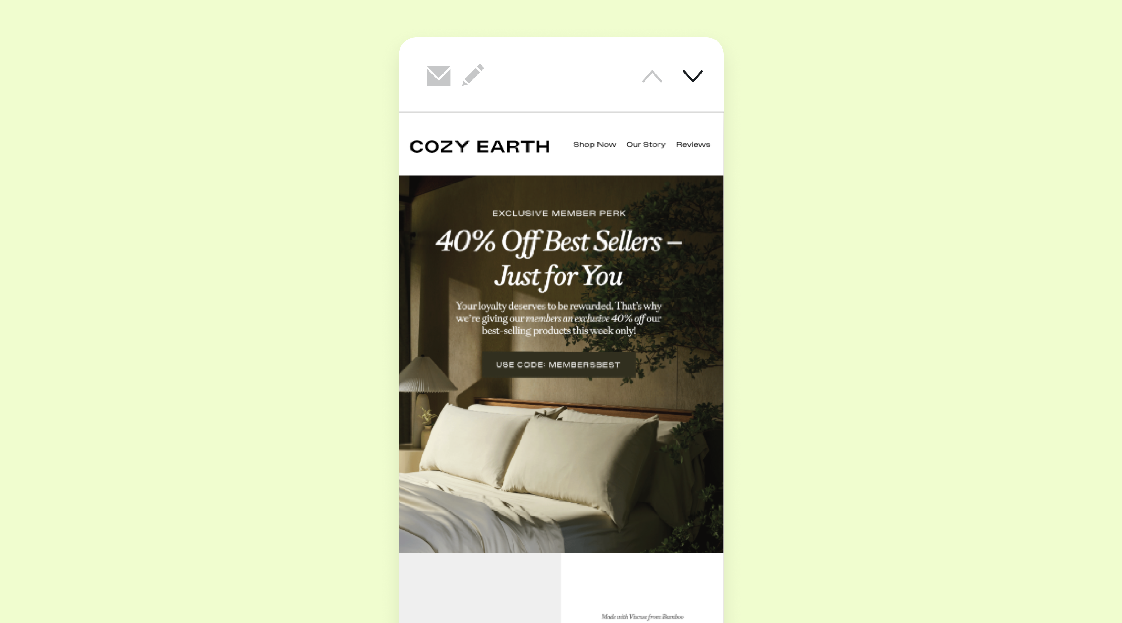 An email from Cozy Earth sent to VIP members