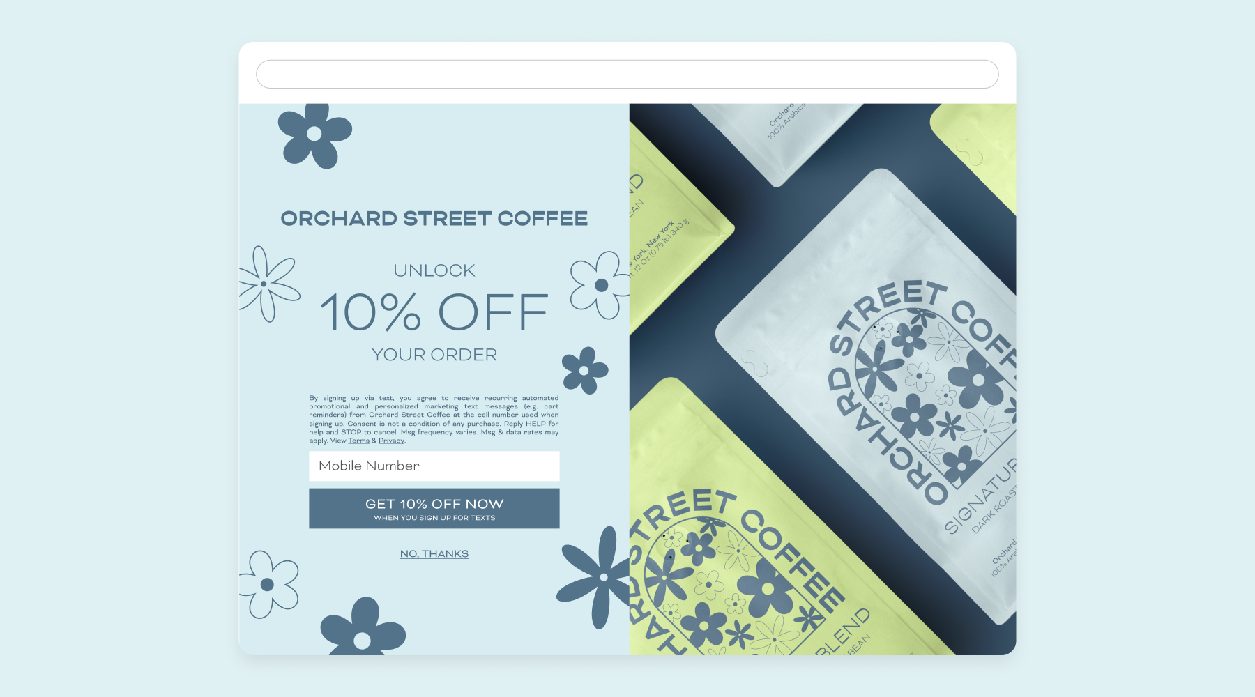 dedicated landing page example for SMS list growth