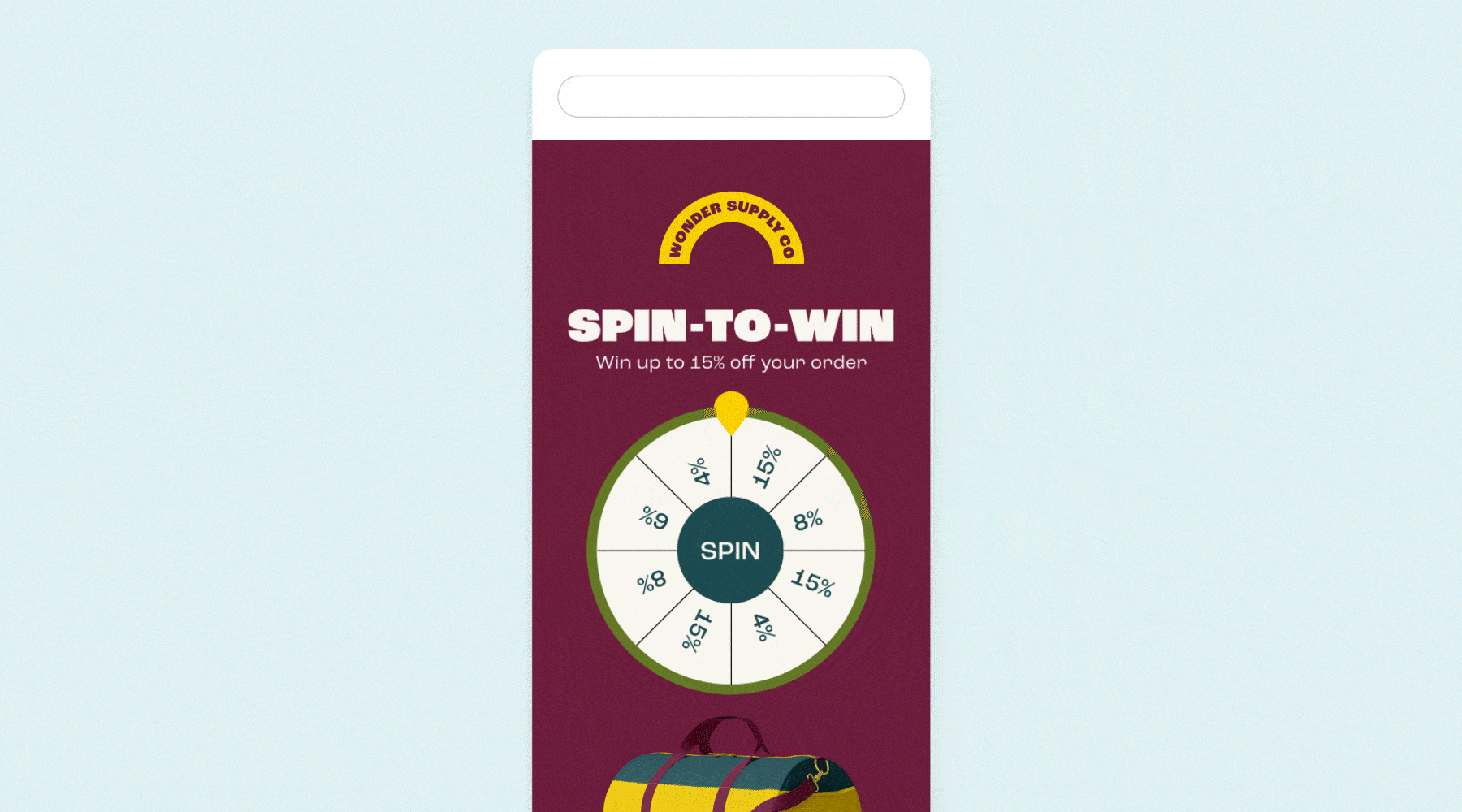Spin-to-Win sign-up unit to grow your SMS marketing list