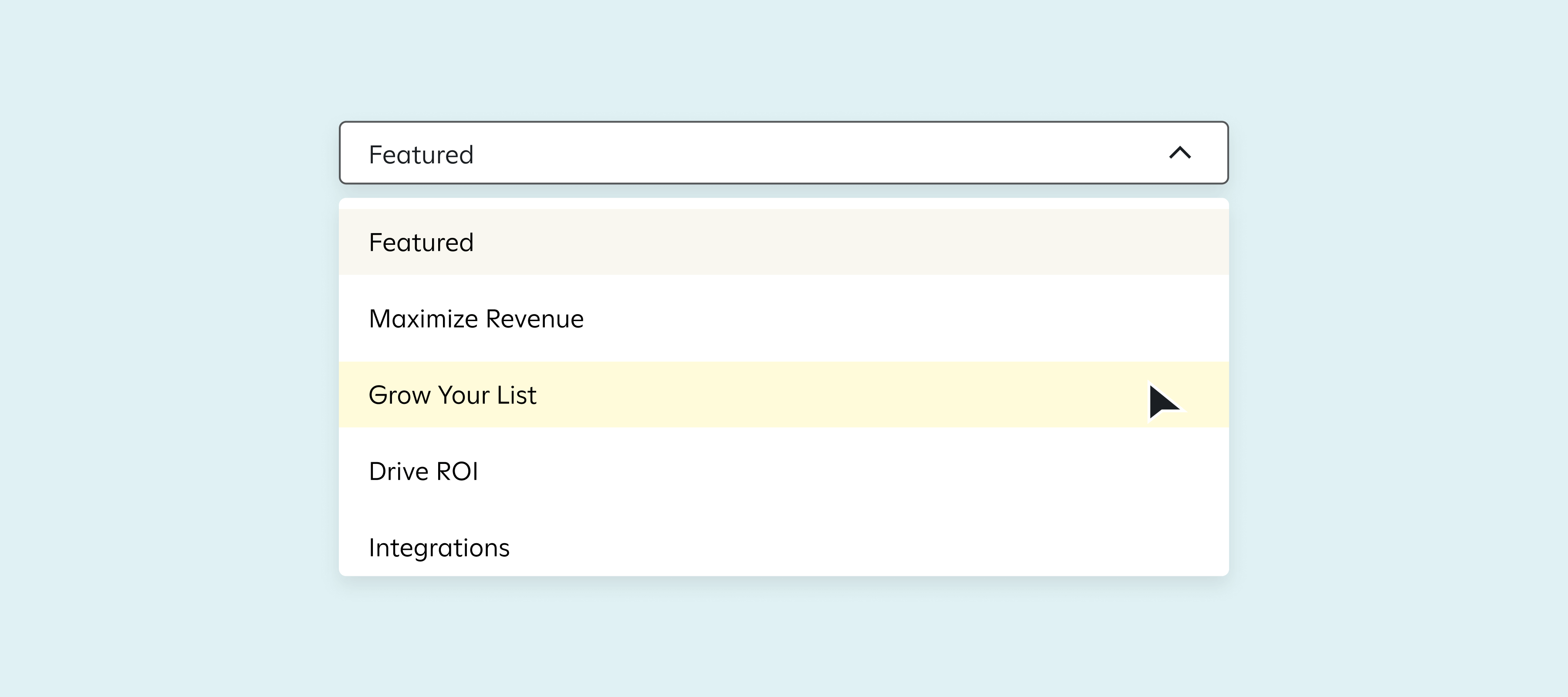 featured category drop down