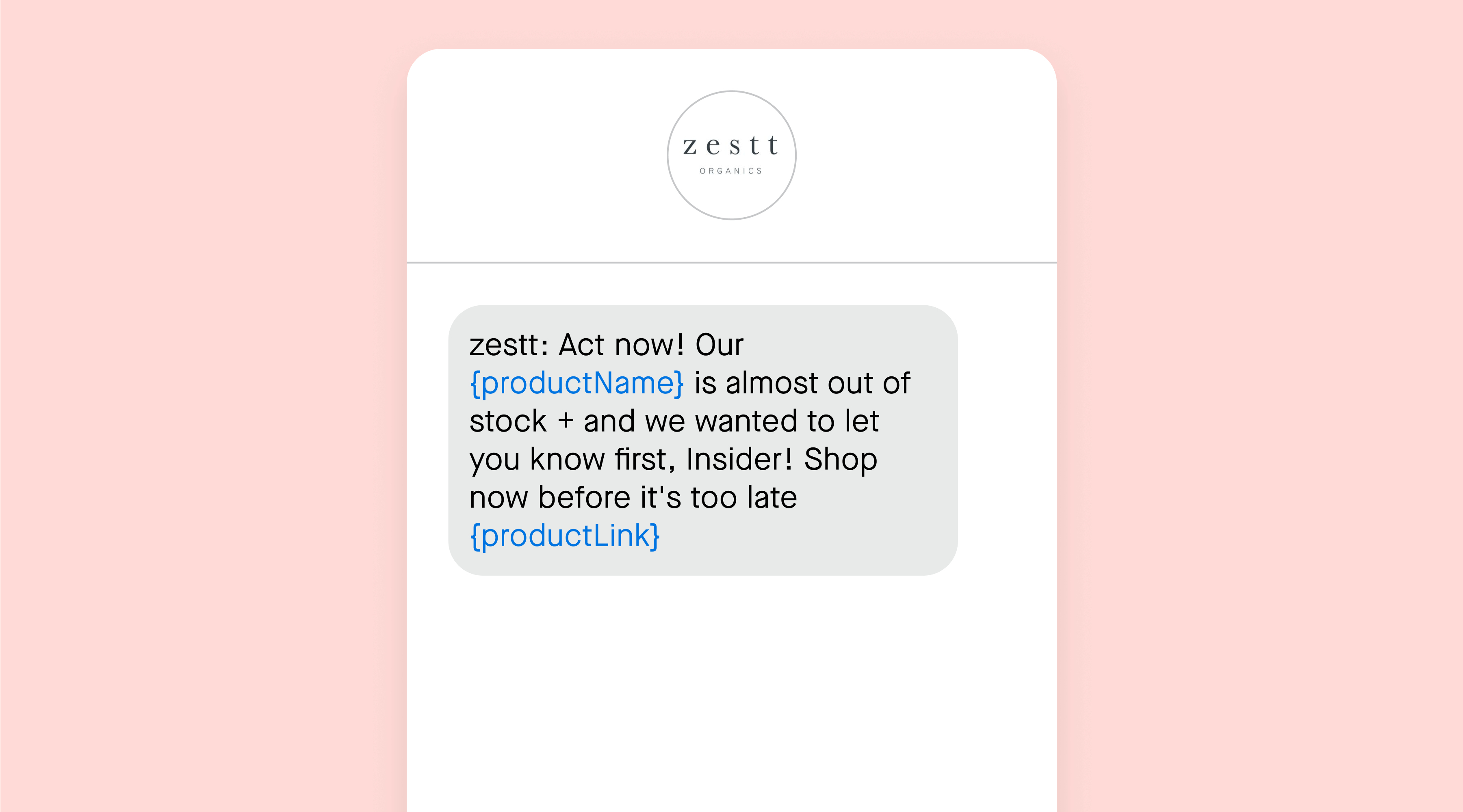 Low-inventory SMS marketing journey example