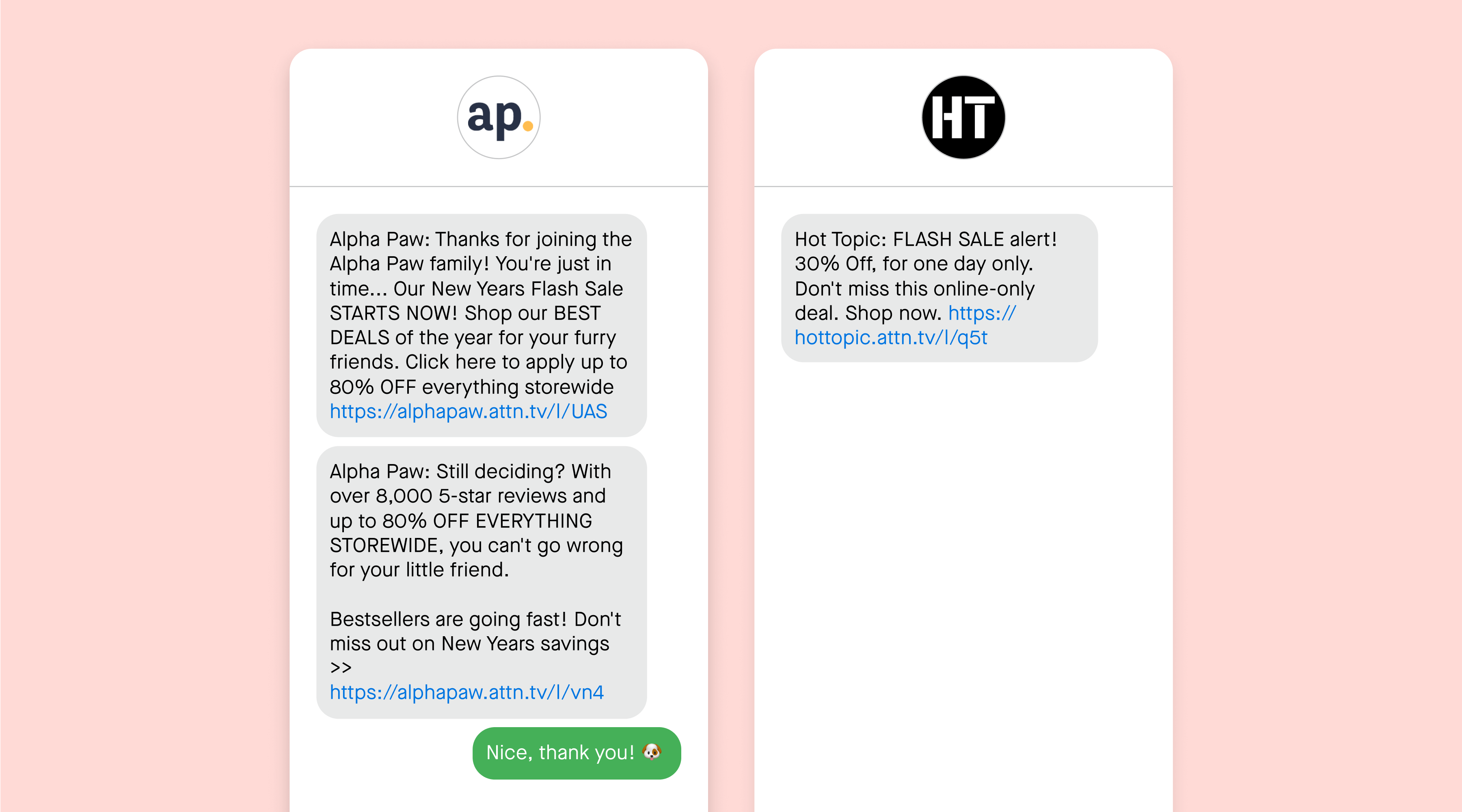 SMS marketing nurture examples
