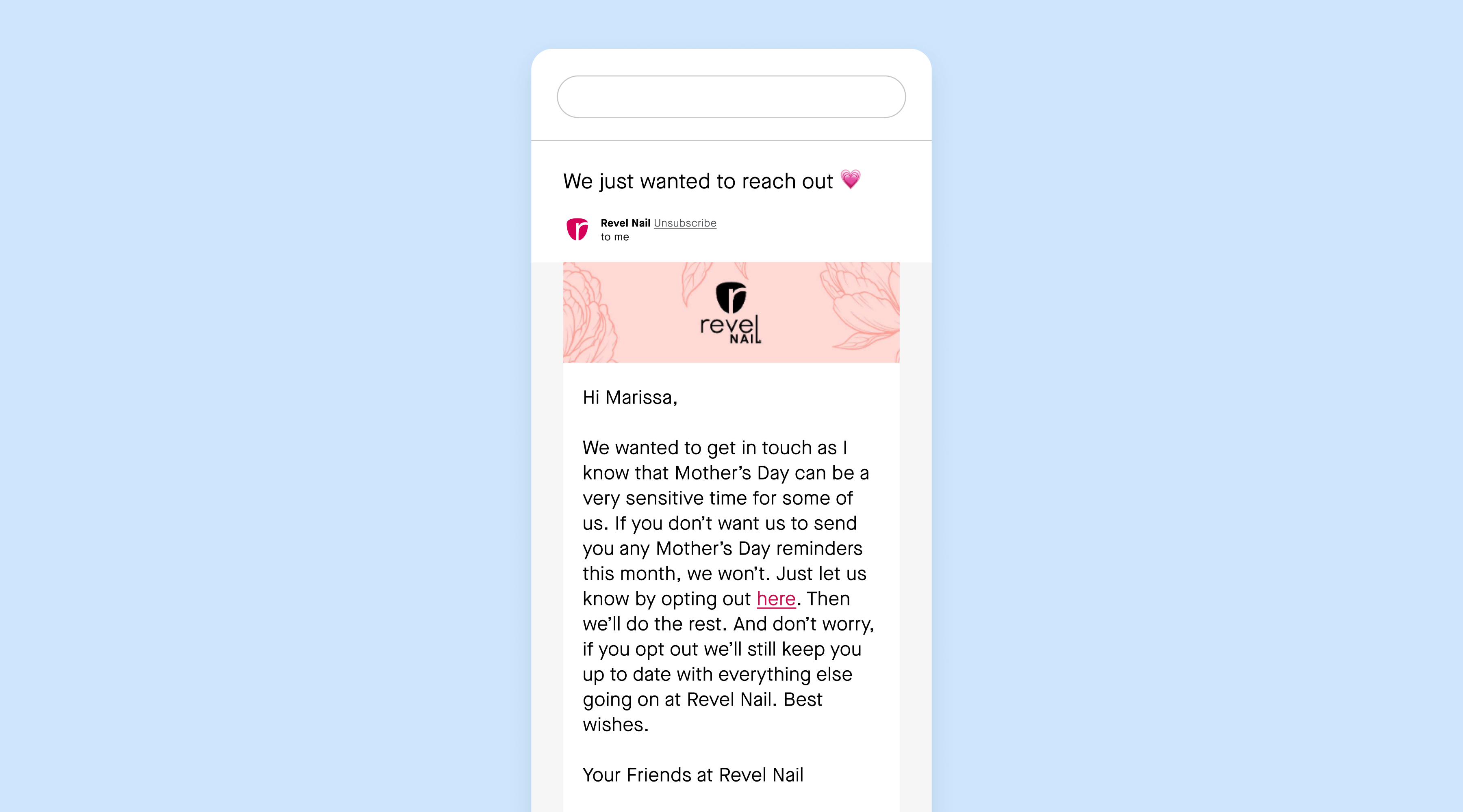 revel nail inclusive mother's day email