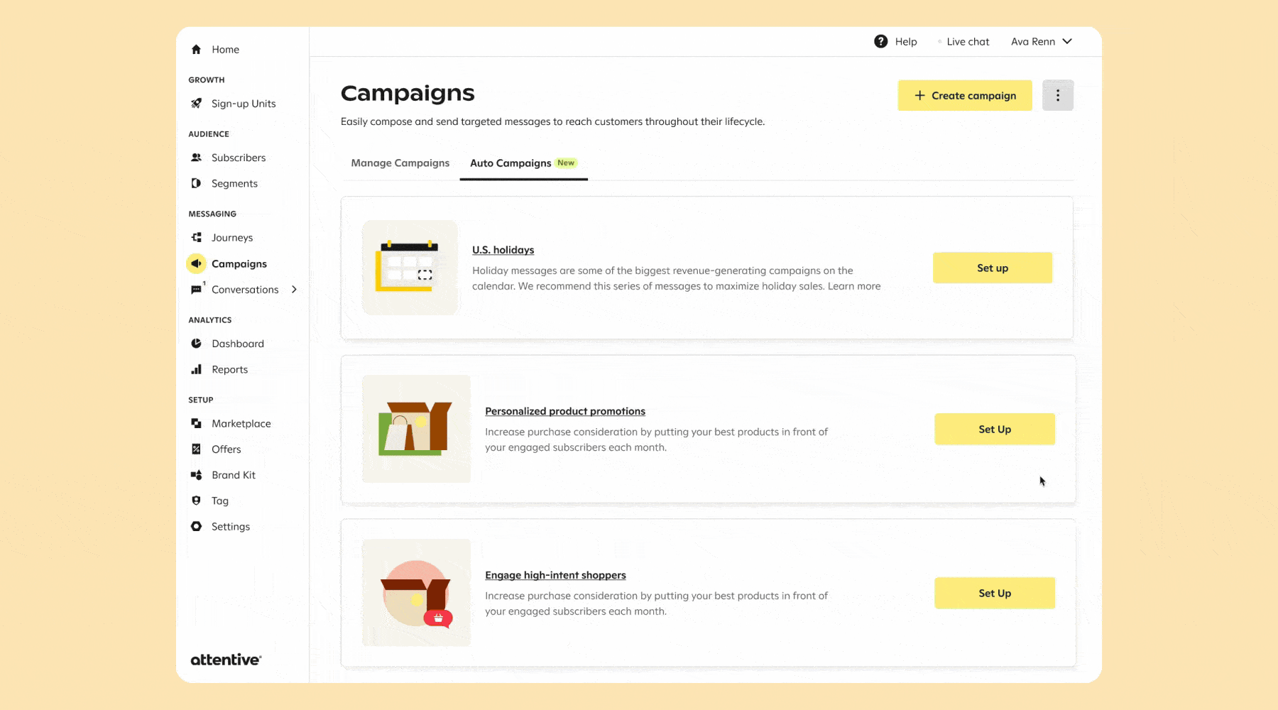 Attentive AI™ Automated Campaigns
