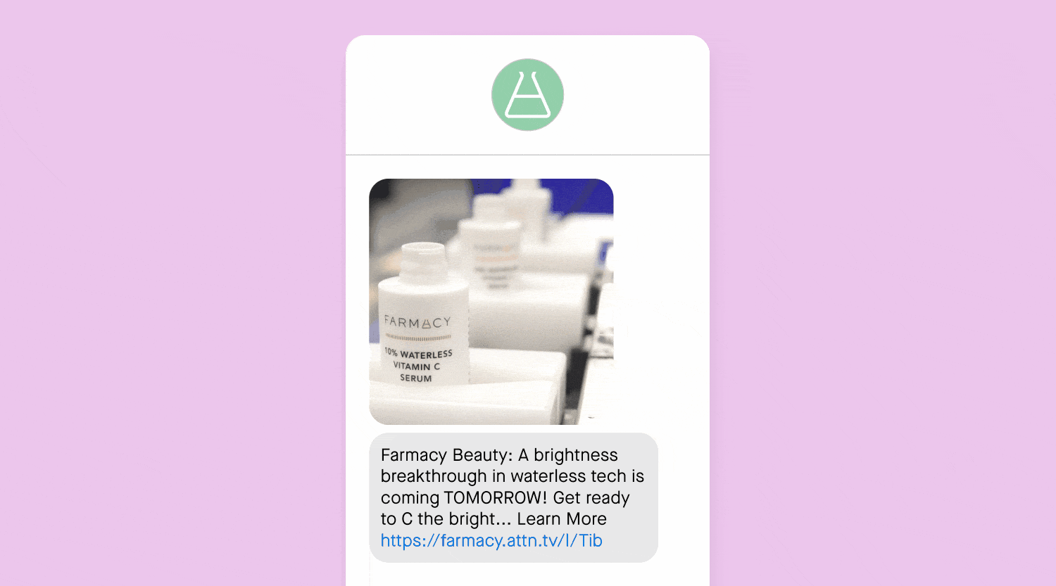 Text message from Farmacy Beauty