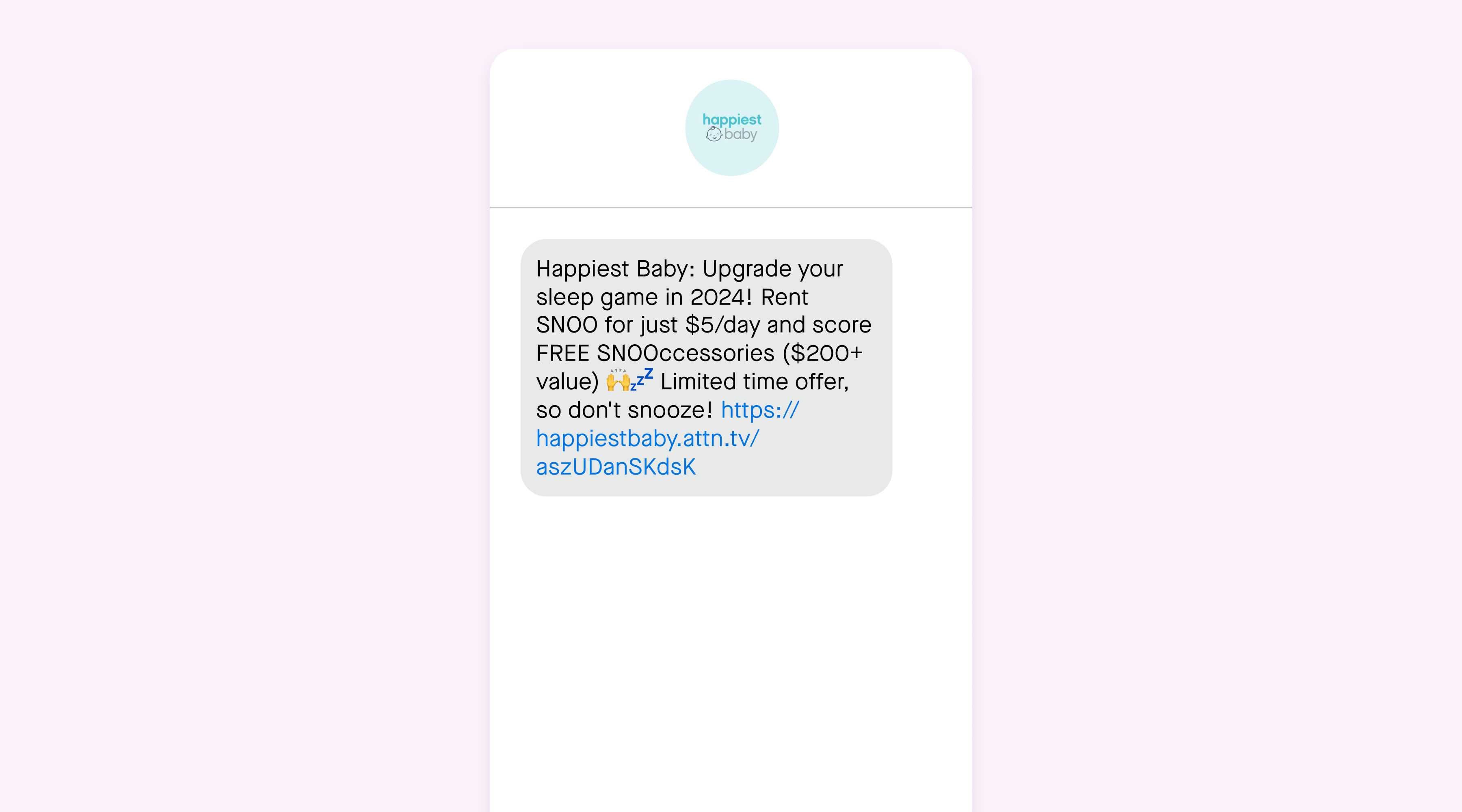 A New Year's SMS message from Happiest Baby