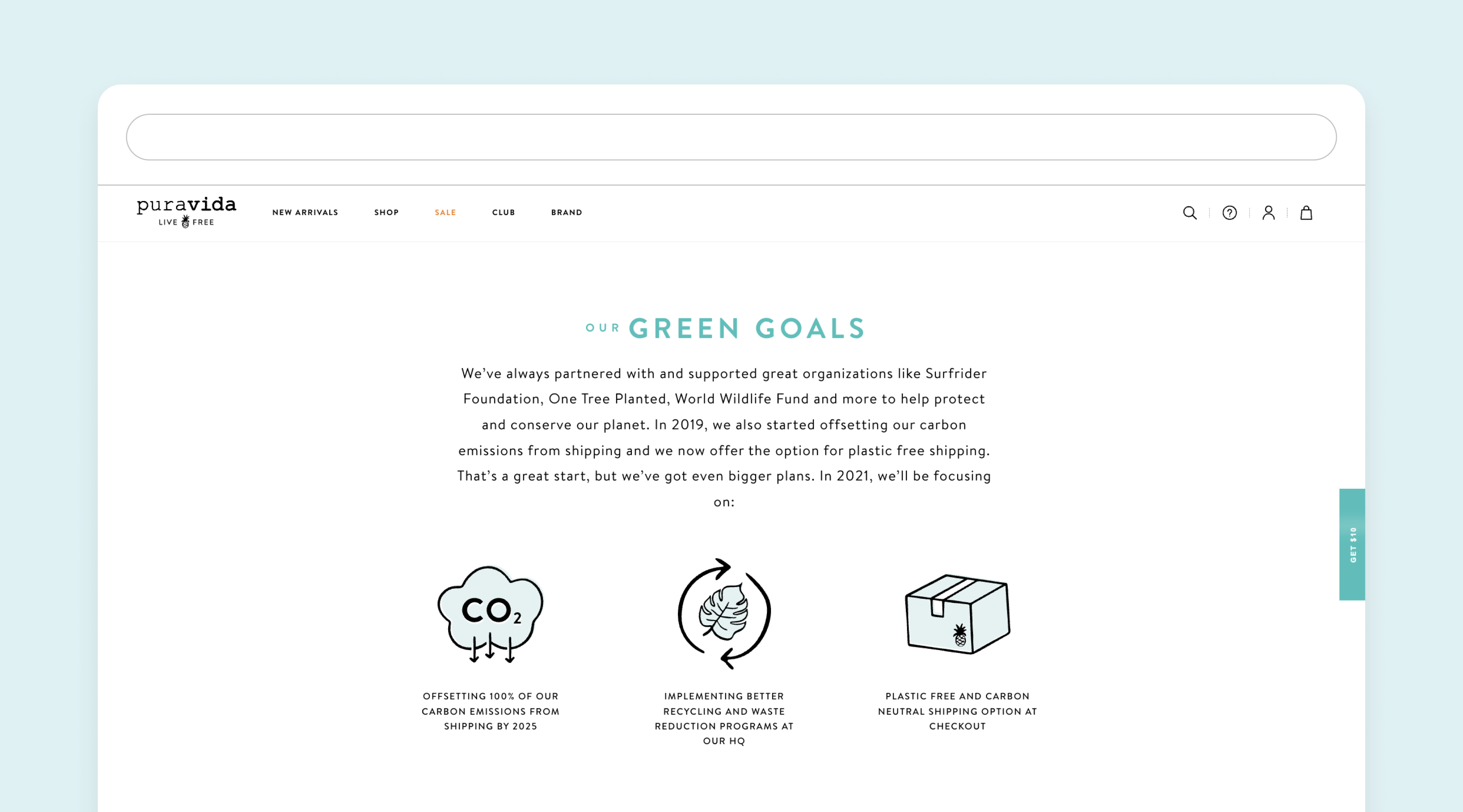 Pura Vida Bracelet's philanthropic efforts website page