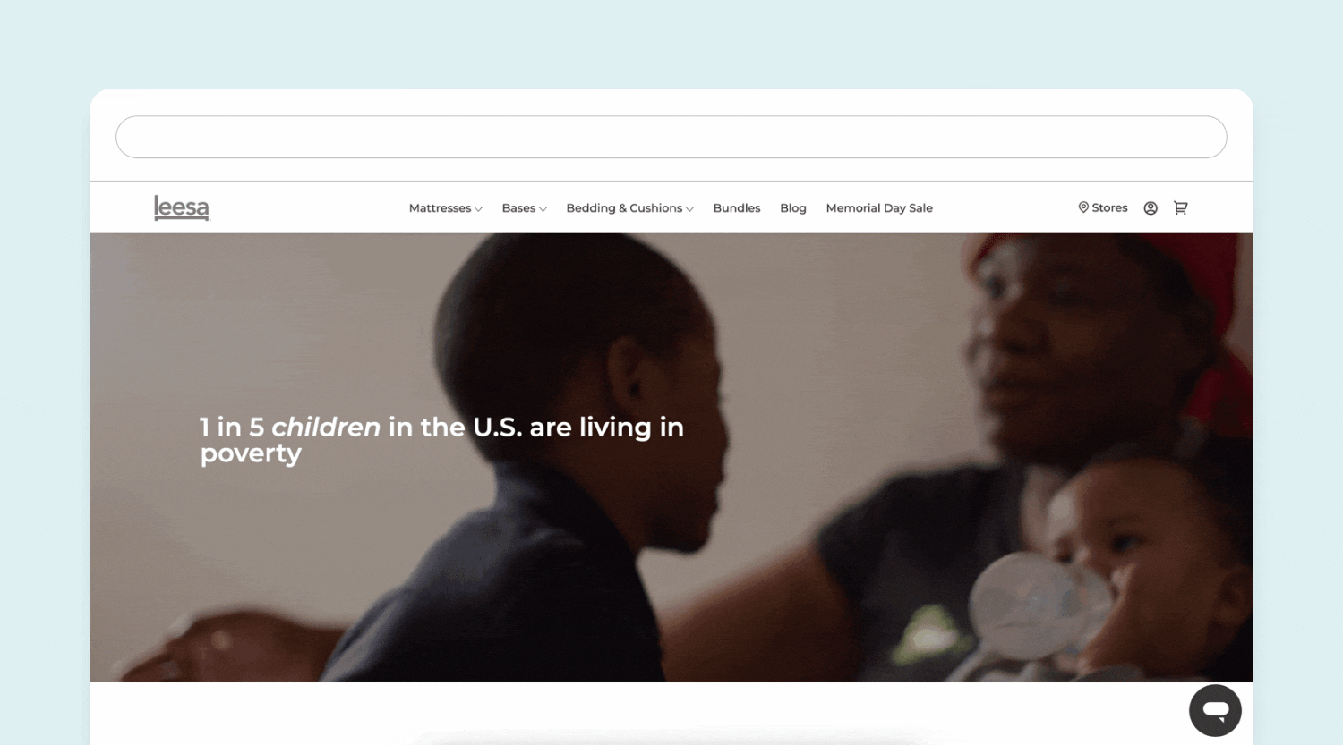 GIF of mattress brand Leesa's brand purpose and impact on helping childhood poverty