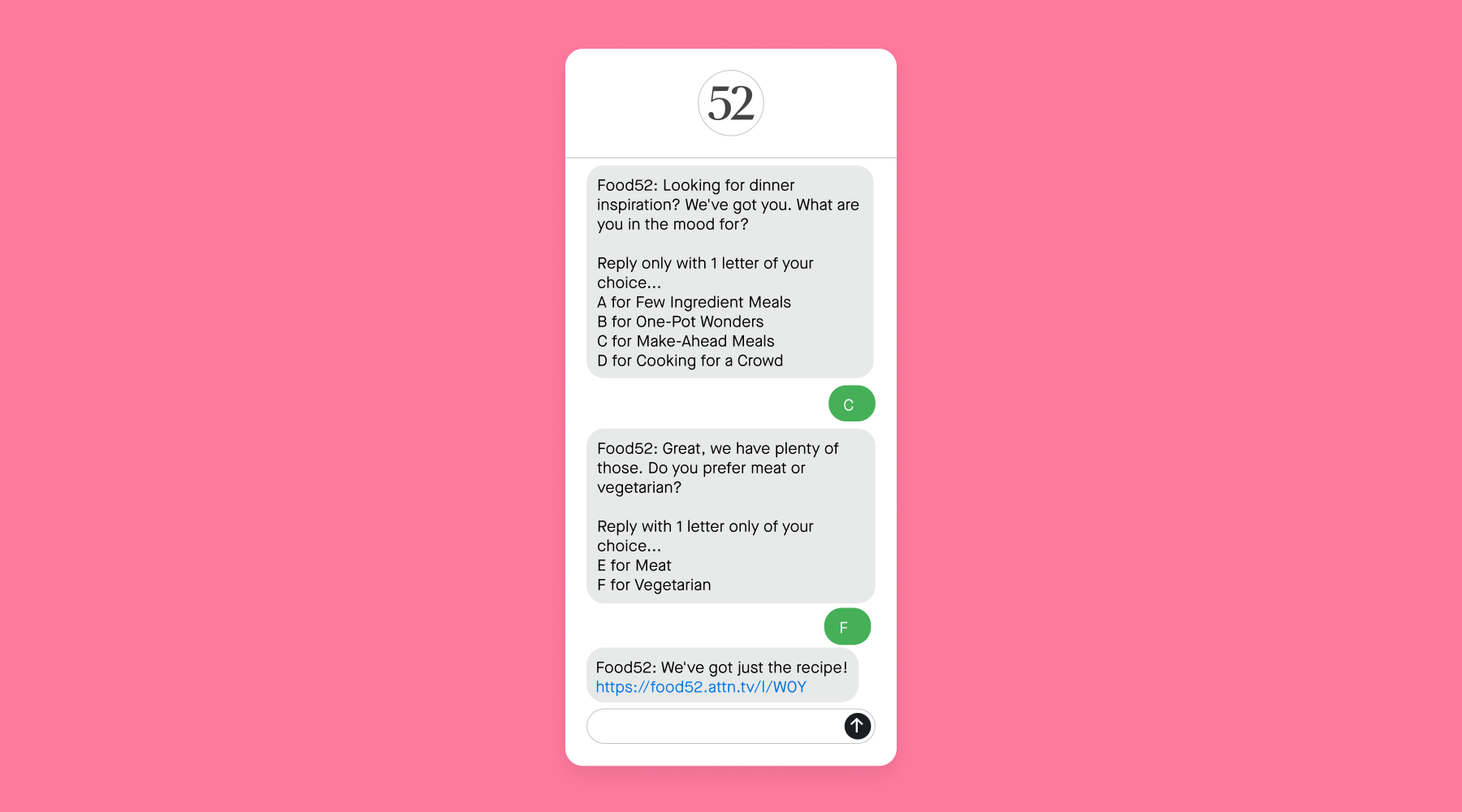 Food52 text message 