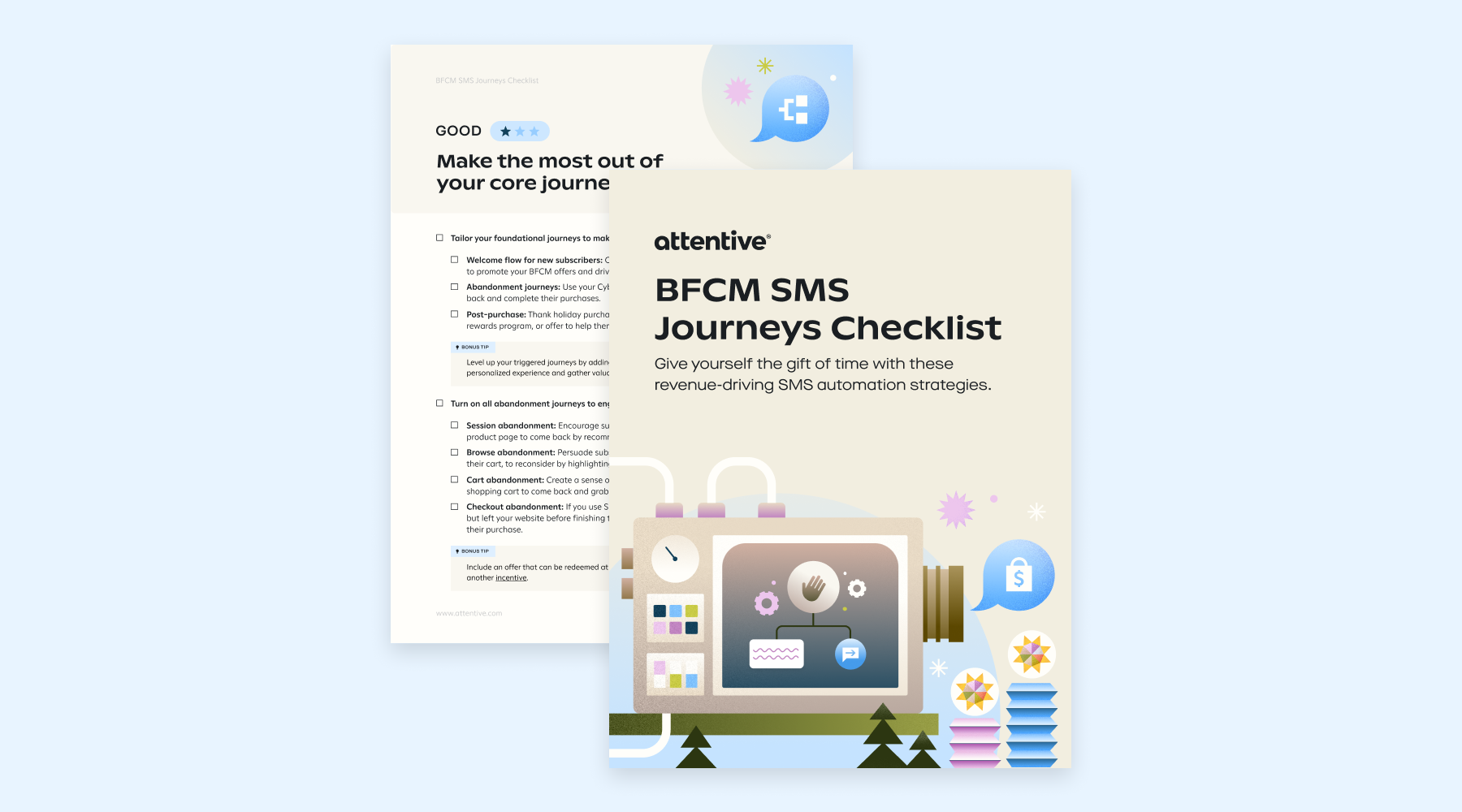 A preview of a BFCM SMS journeys checklist 