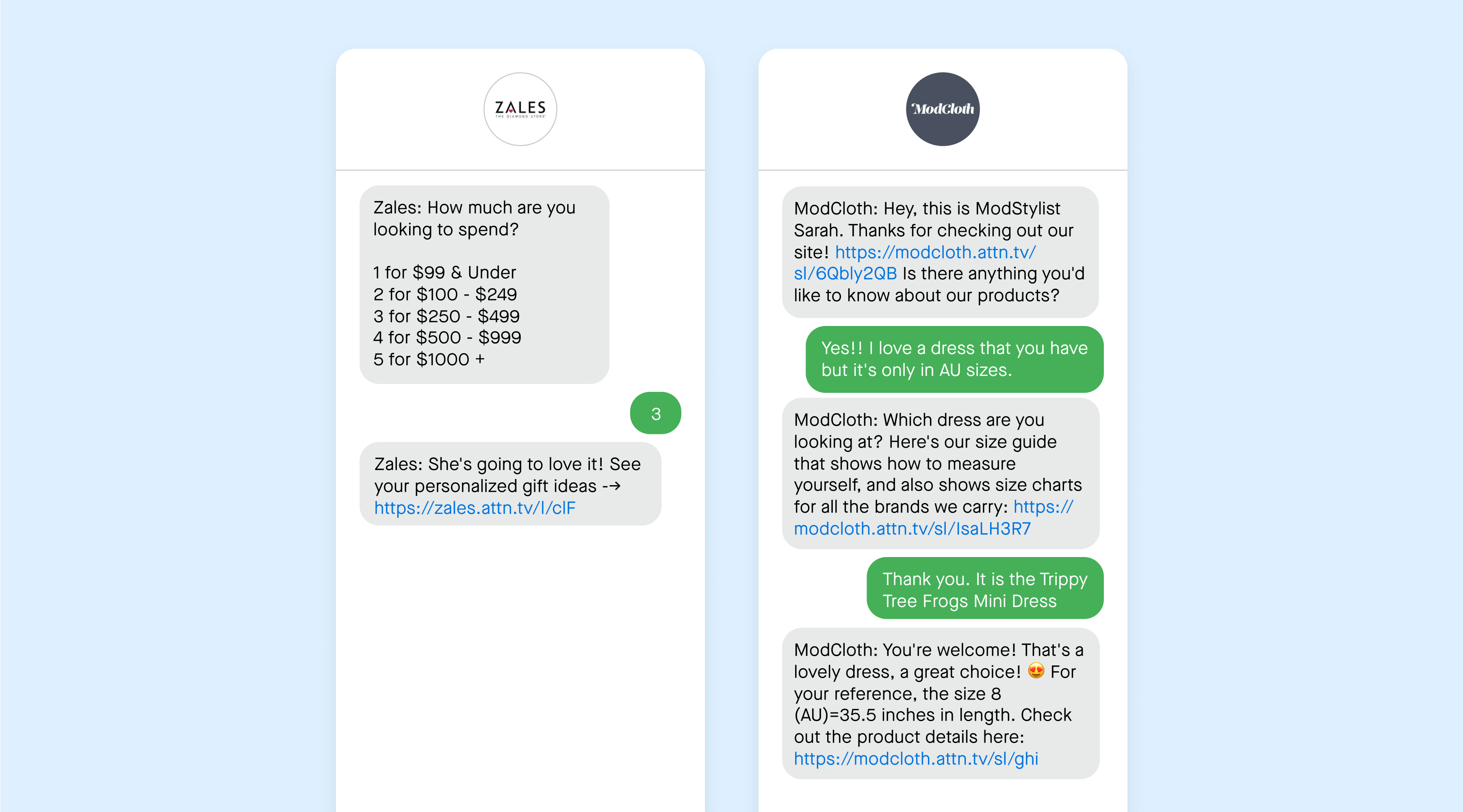 Holiday two-way conversations via SMS 