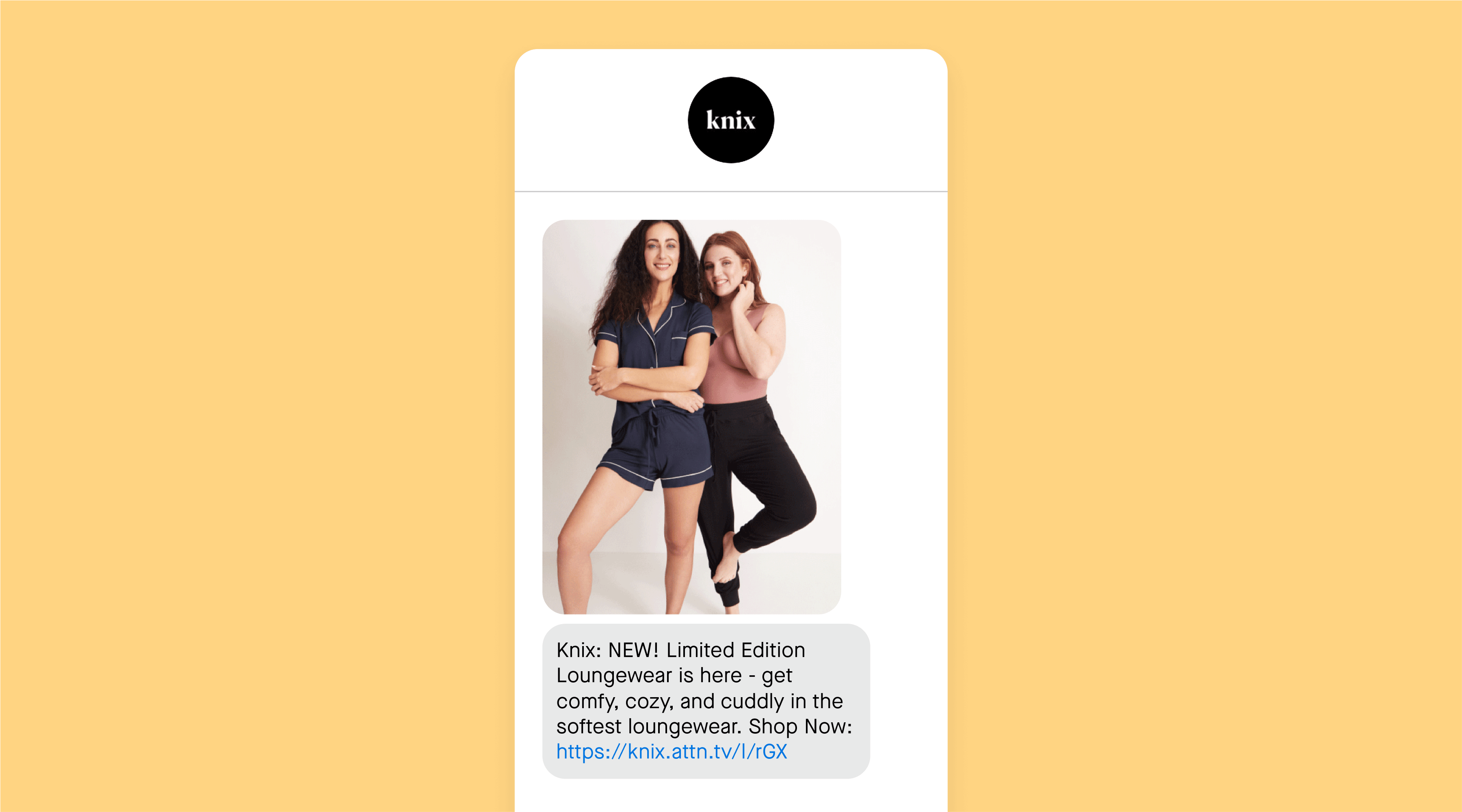 Knix text message example