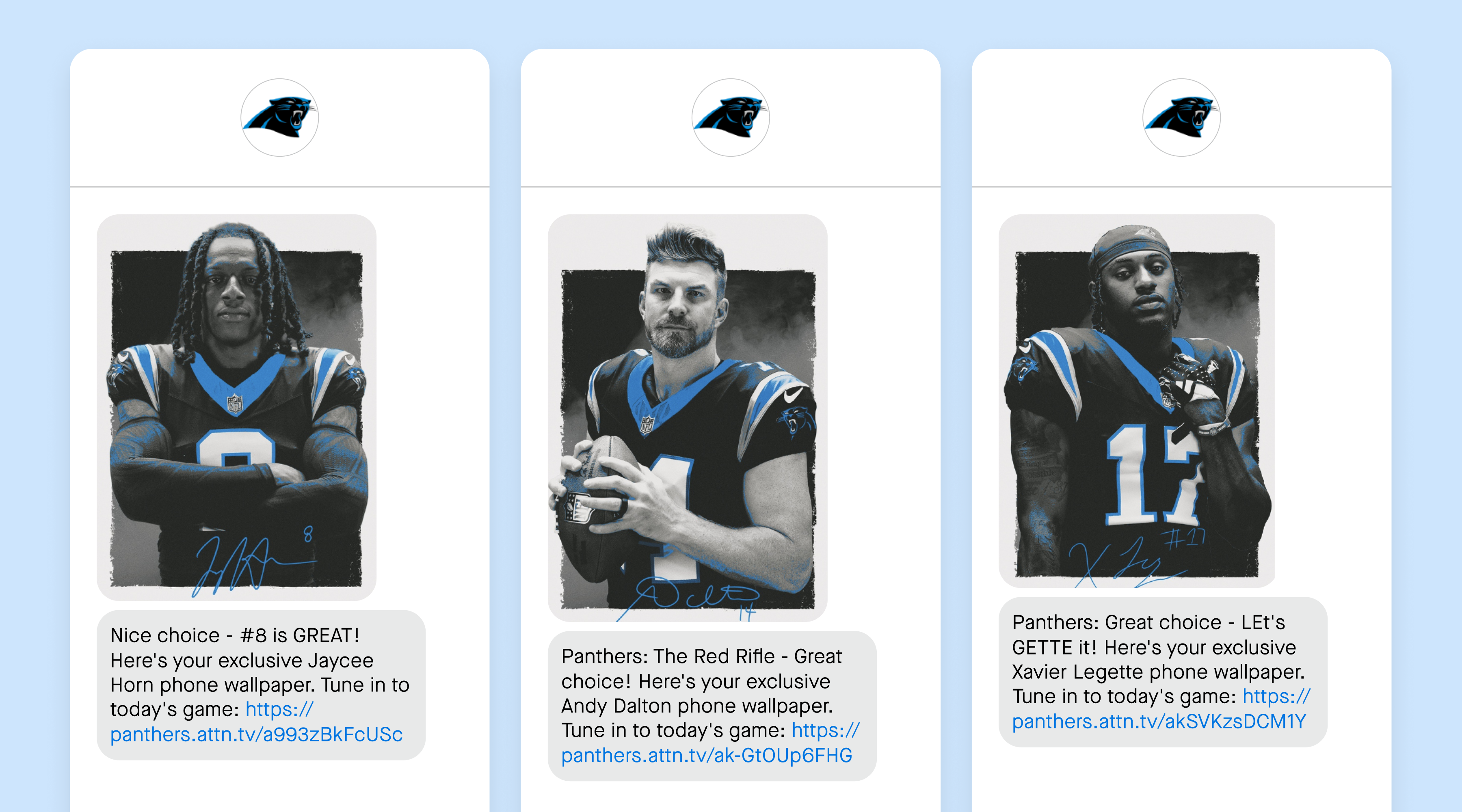 Carolina Panthers wallpaper SMS campaign 