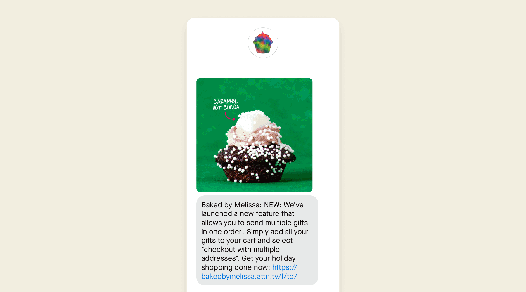 Customer example of various media options when sending a text