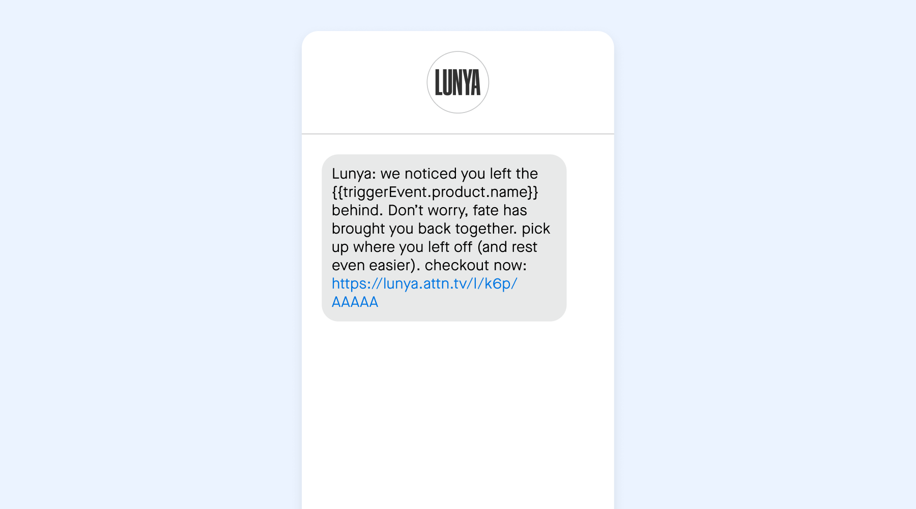 Loyalty-building SMS examples from Lunya