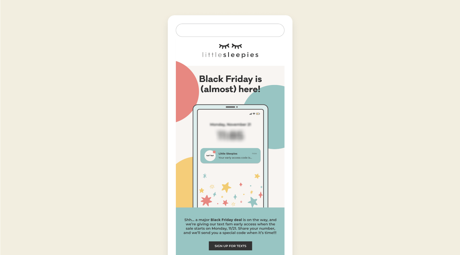 little sleepies email push to grow their SMS subscriber list