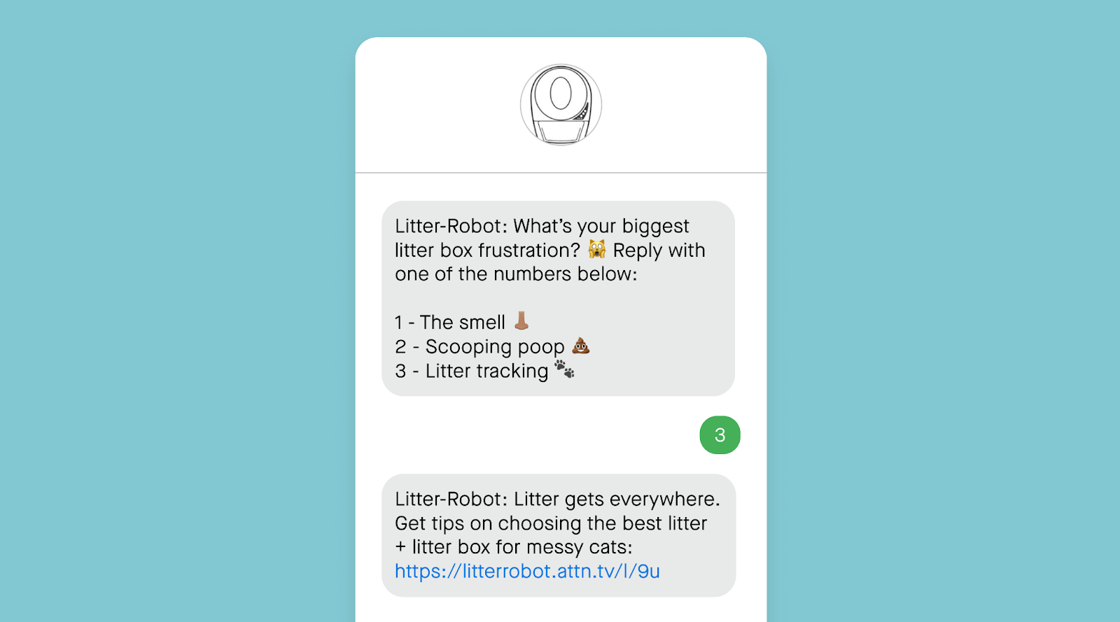 SMS example from Litter-Robot