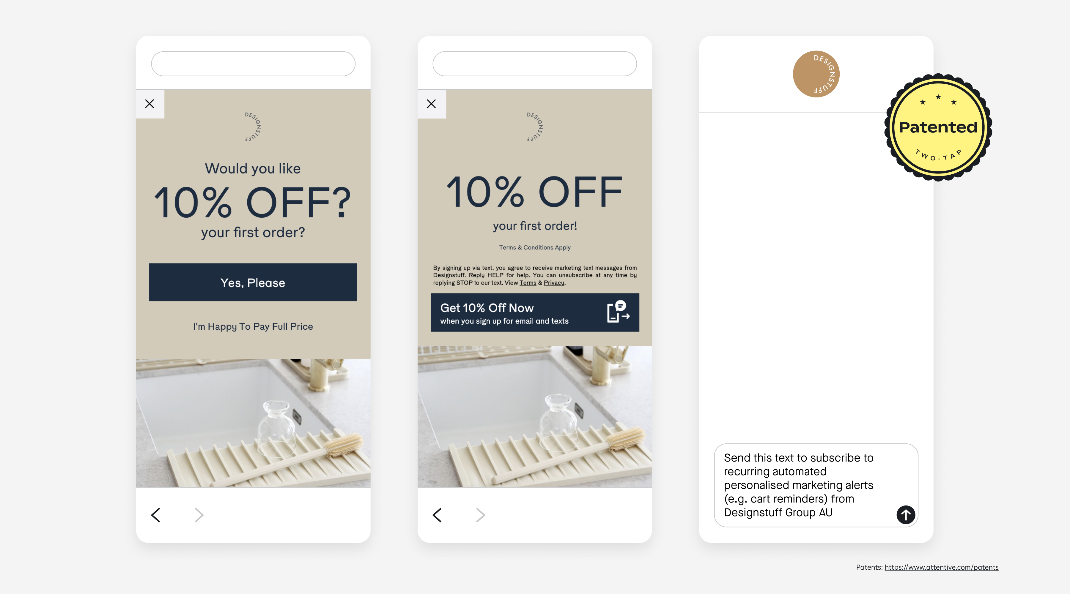 Designstuff SMS sign-up unit