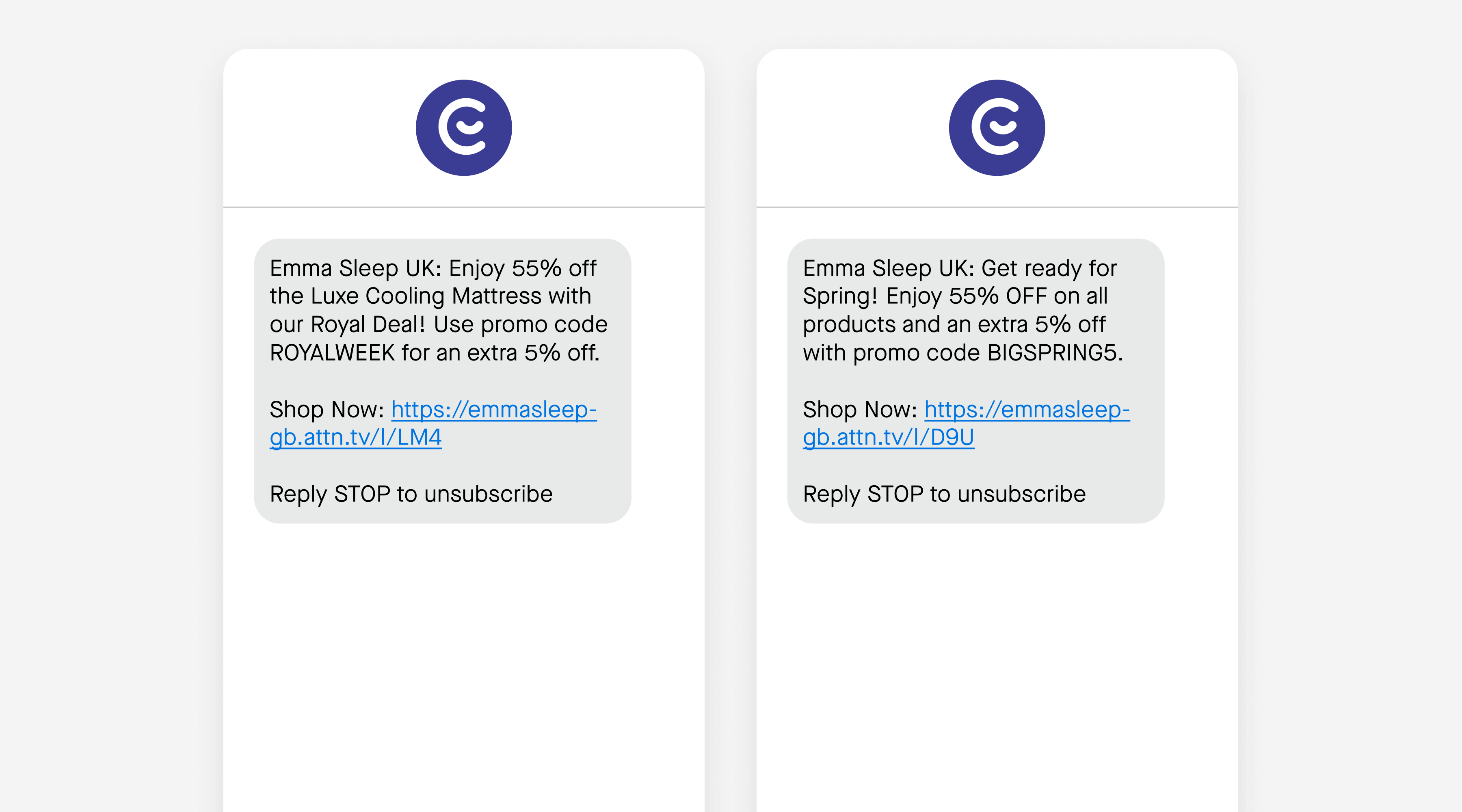 Examples of AI created message copy