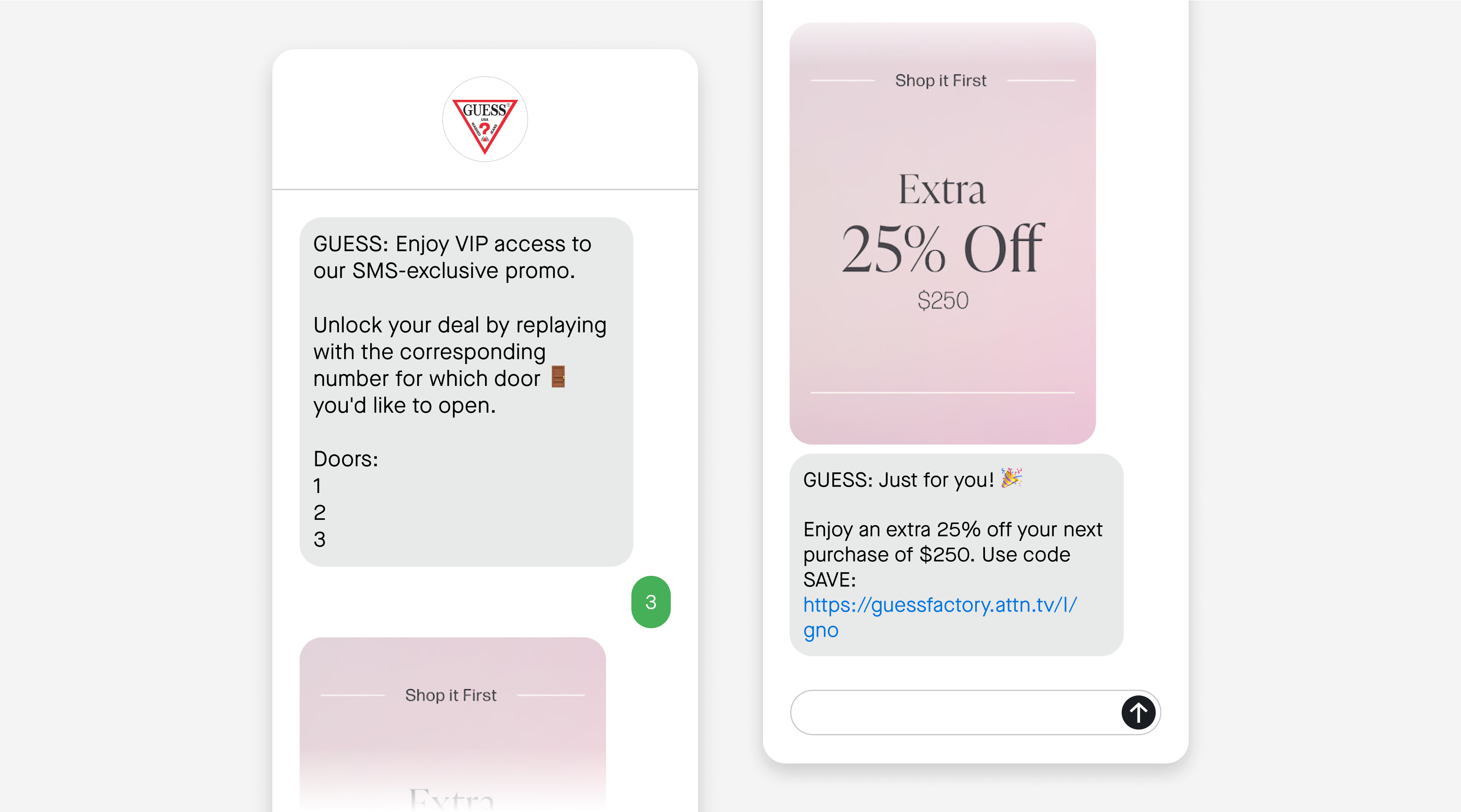 GUESS VIP text message